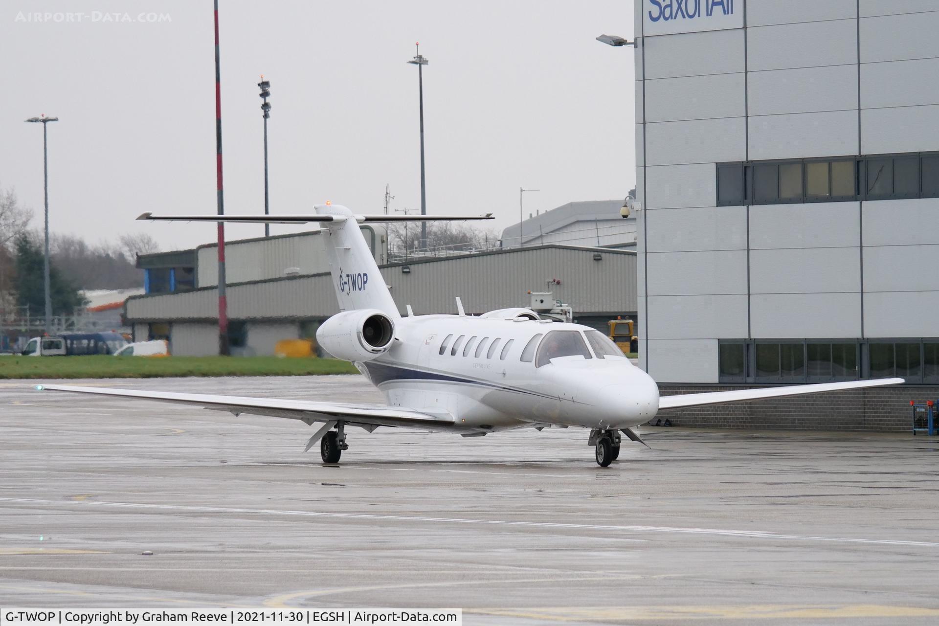 G-TWOP, 2008 Cessna 525A CitationJet CJ2+ C/N 525A-0397, Parked at Norwich.