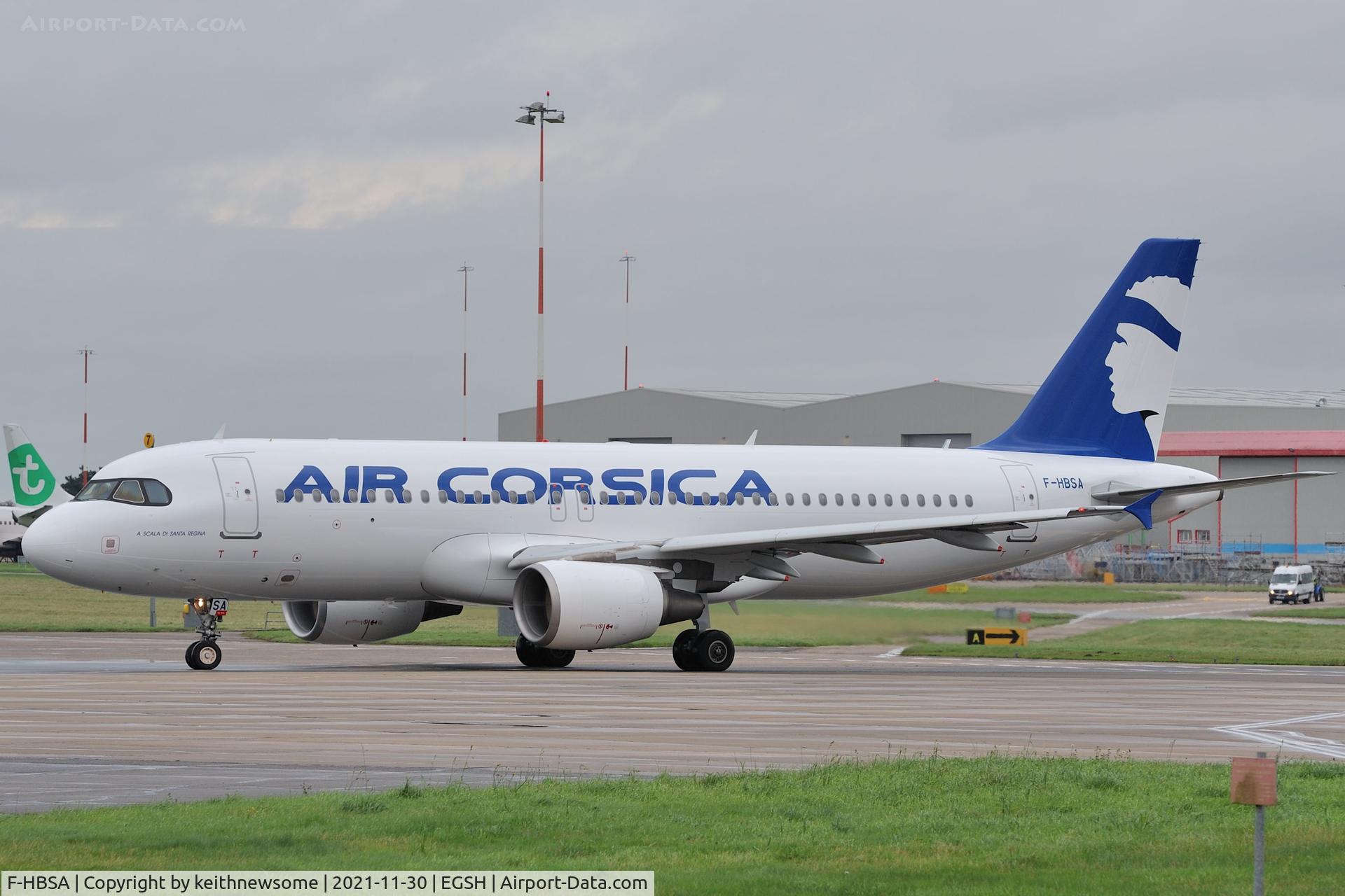 F-HBSA, 2009 Airbus A320-216 C/N 3882, Returning to Corsica following paintwork.