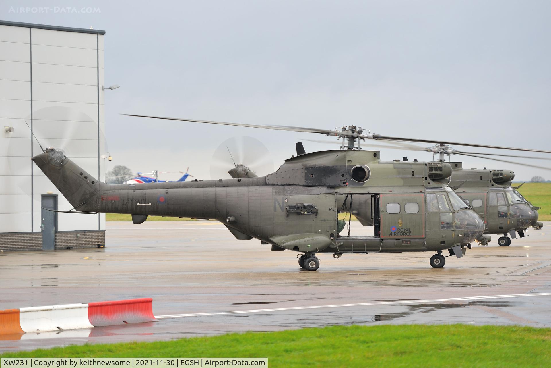 XW231, Westland Puma HC.2 C/N 1195, Parked with XW235 at Norwich.