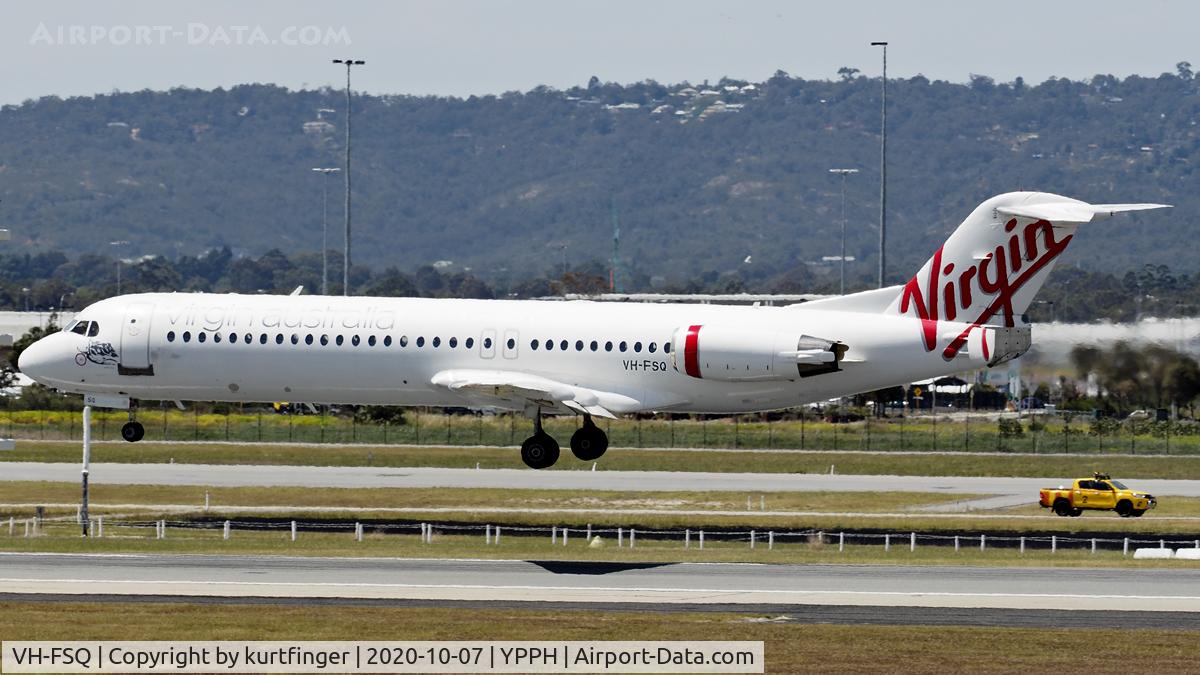 VH-FSQ, 1993 Fokker 100 (F-28-0100) C/N 11450, Fokker 28-0100 cn 11450. Virgin Regional VH-FSQ Bill's Bay. YPPH 07 October 2020