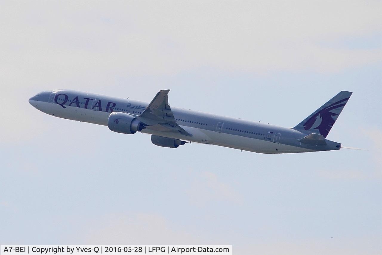 A7-BEI, 2016 Boeing 777-3DZ/ER C/N 60335, Boeing 777-3DZER, Climbing from rwy 08L, Roissy Charles De Gaulle airport (LFPG-CDG)