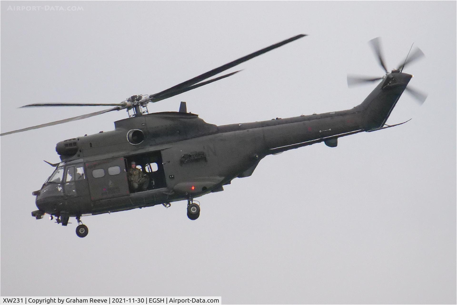 XW231, Westland Puma HC.2 C/N 1195, Departing from Norwich.
