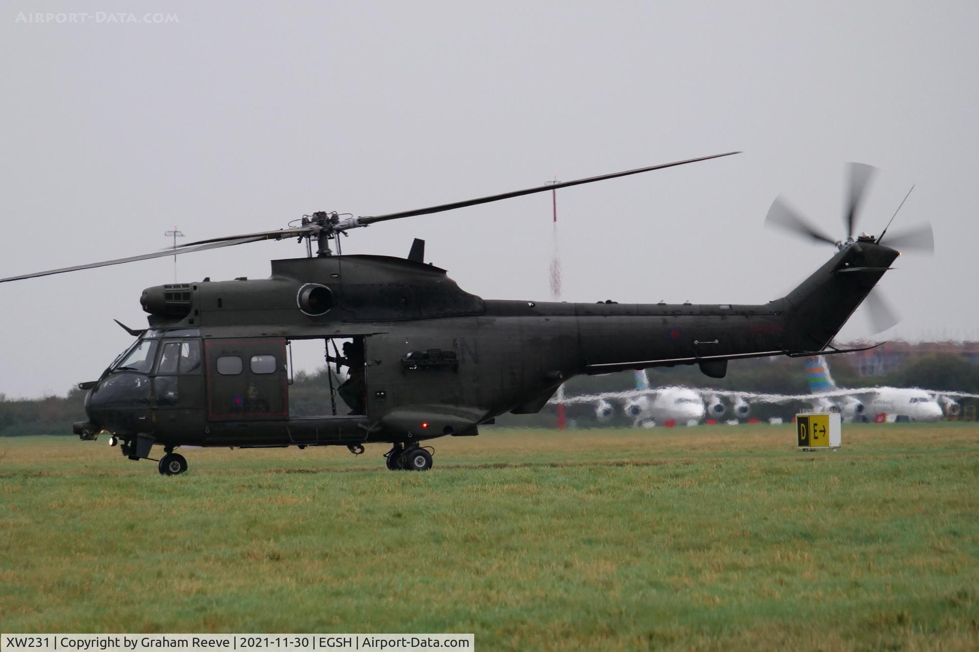 XW231, Westland Puma HC.2 C/N 1195, Departing from Norwich.