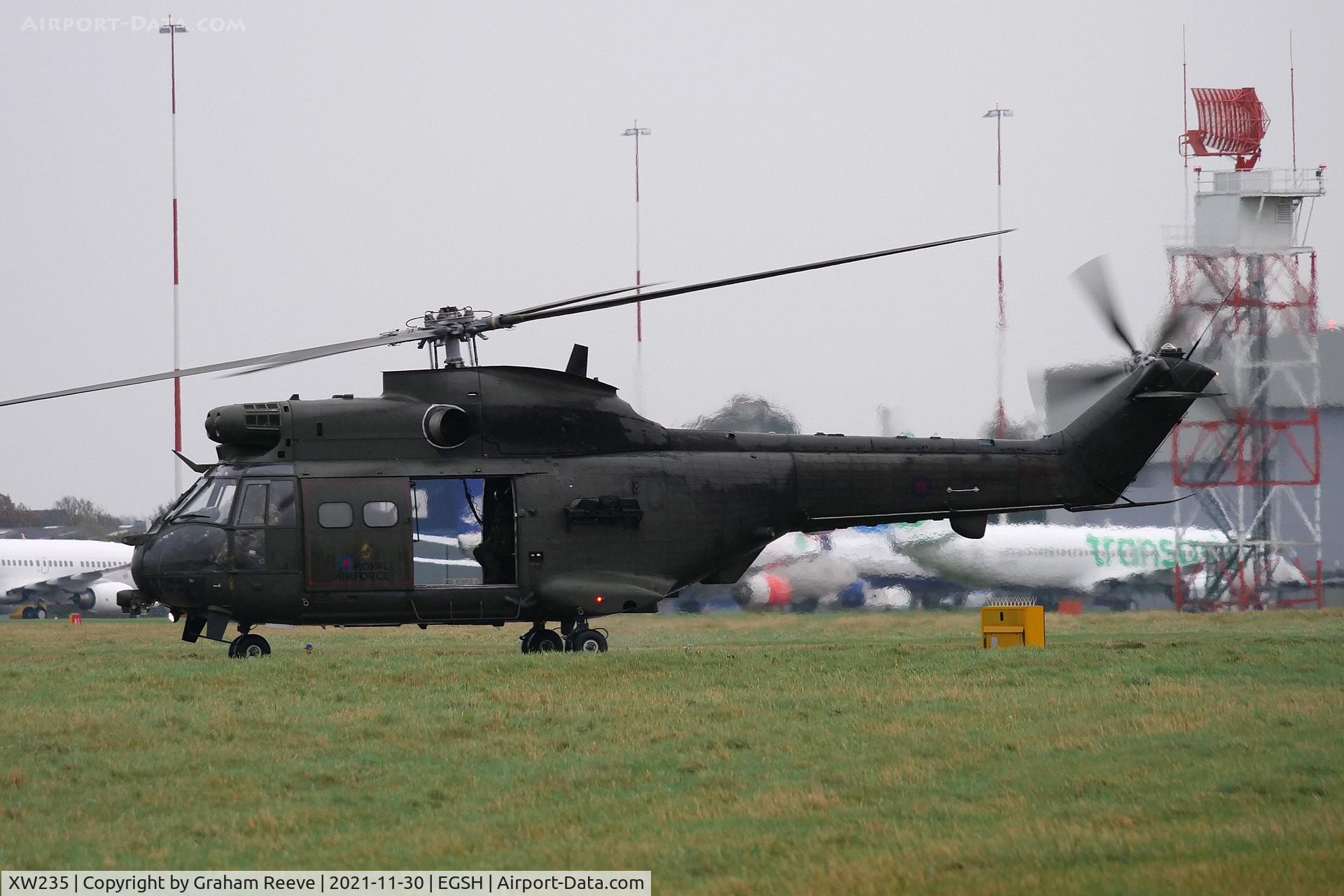 XW235, Westland Puma HC.2 C/N 1213, Departing from Norwich.