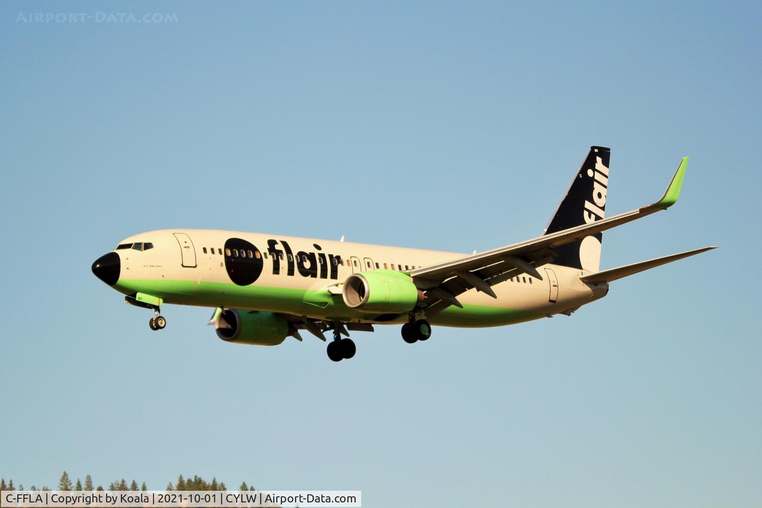 C-FFLA, 2010 Boeing 737-86N C/N 36548, Arrival from Edmonton