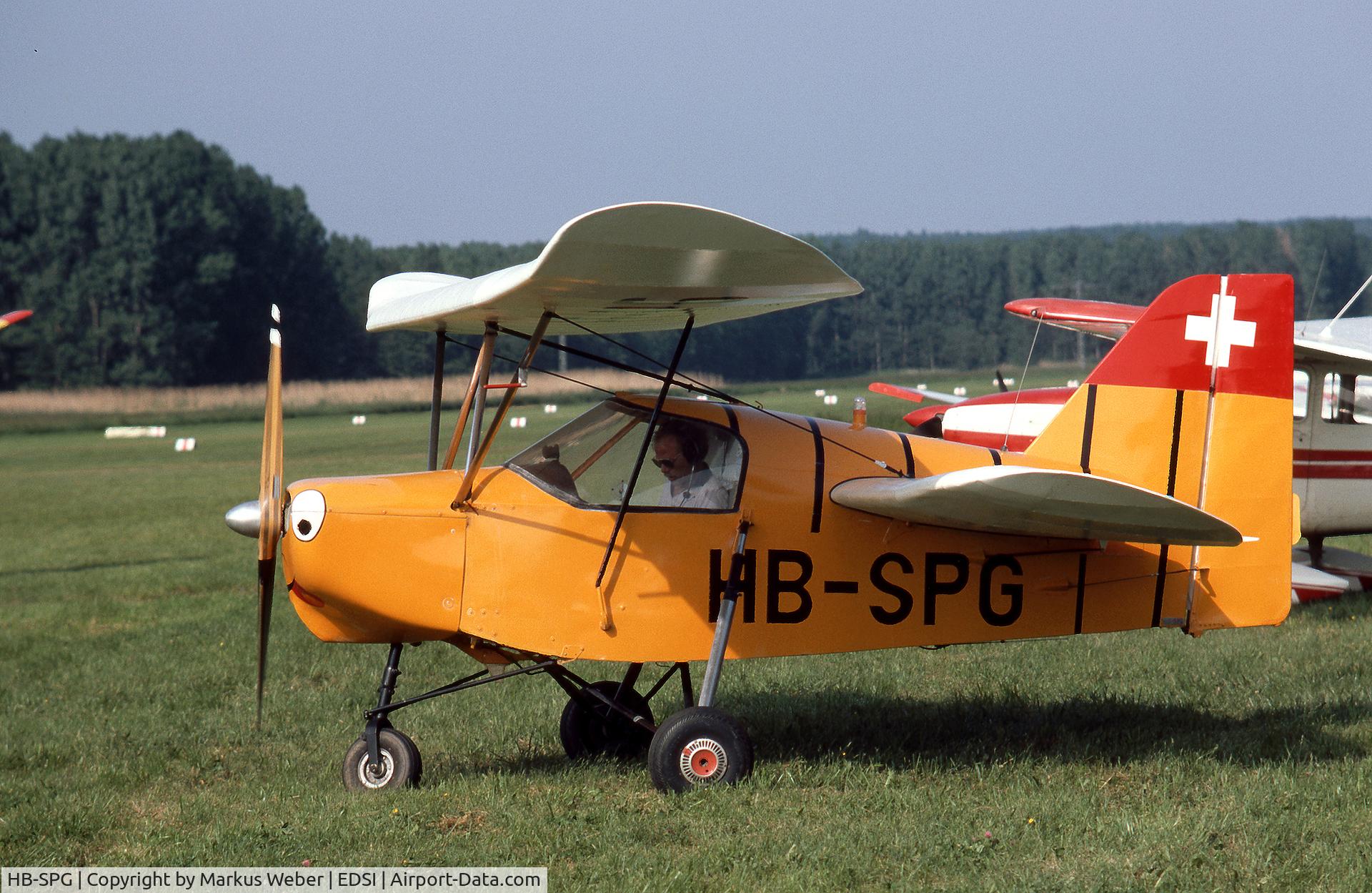 HB-SPG, 1969 Mignet HM.19C Pou-du-Ciel C/N 01, Demonstration of the aircraft during an airshow at Binningen airfield in Germany