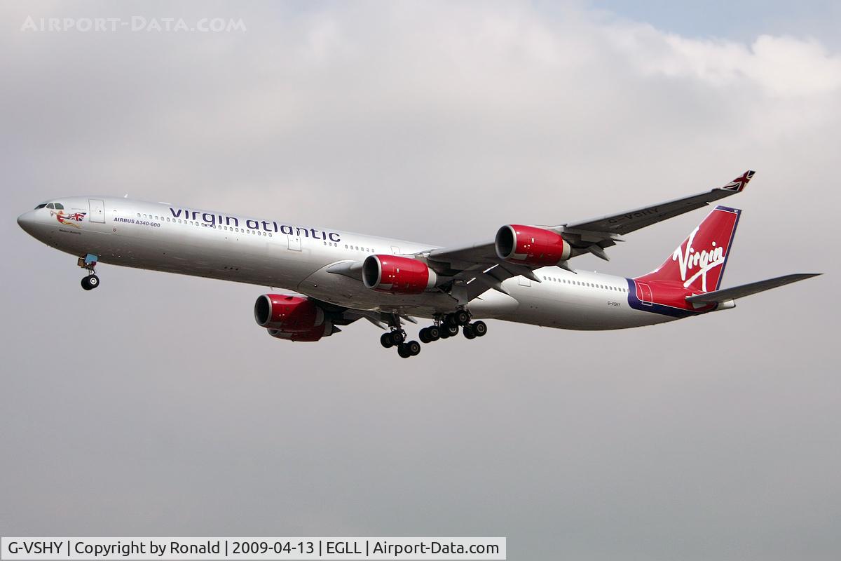 G-VSHY, 2002 Airbus A340-642 C/N 383, at lhr