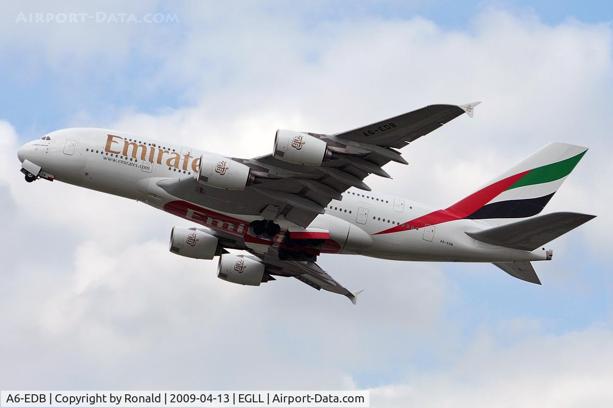 A6-EDB, 2008 Airbus A380-861 C/N 013, at lhr