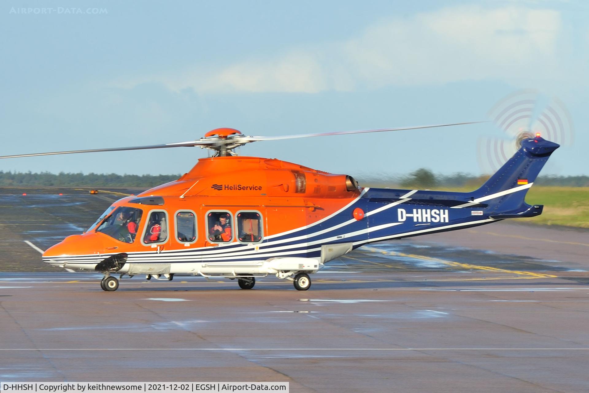 D-HHSH, 2014 AgustaWestland AW-139 C/N 31587, Arriving at Norwich from Ireland.