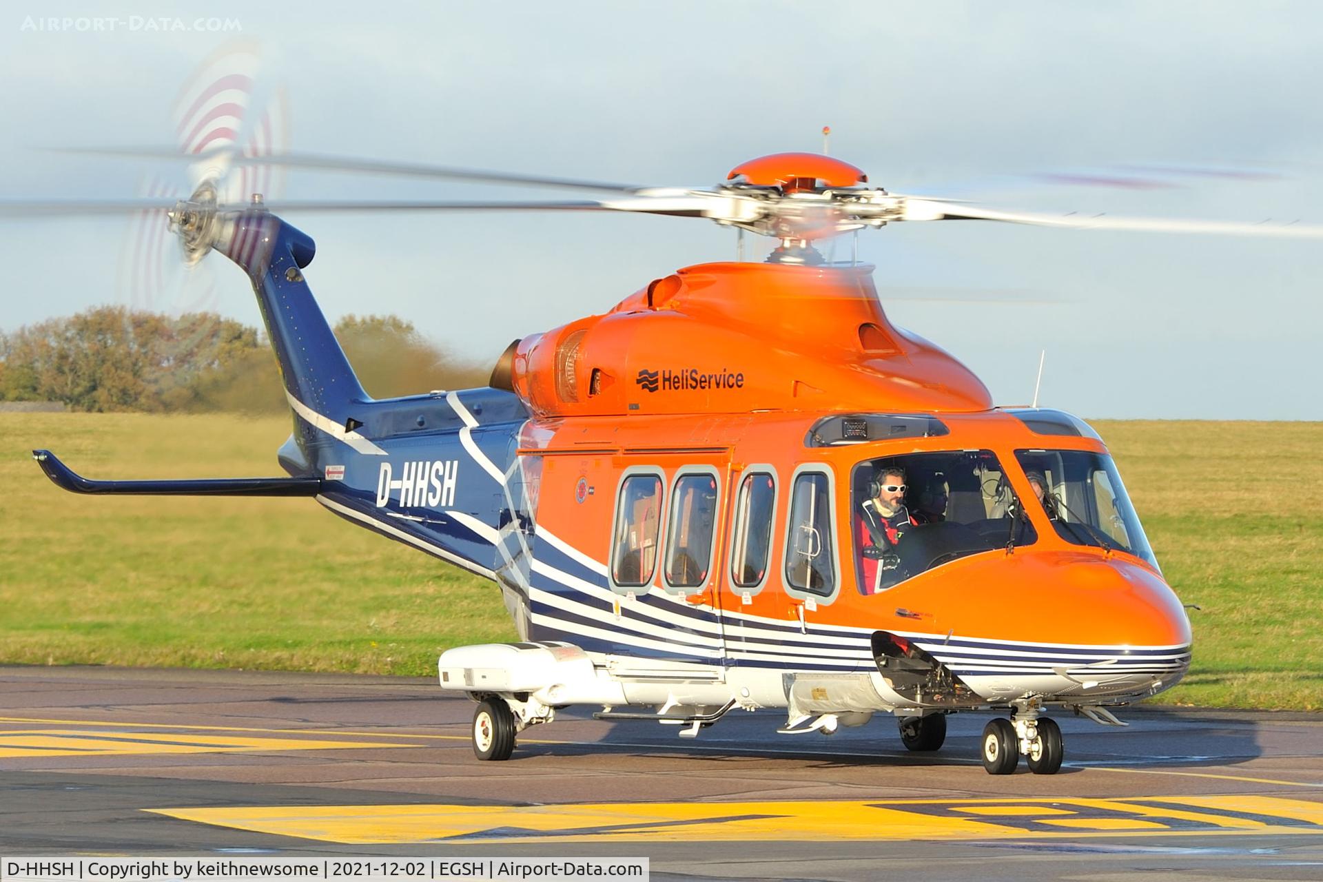 D-HHSH, 2014 AgustaWestland AW-139 C/N 31587, Leaving Norwich for Germany.