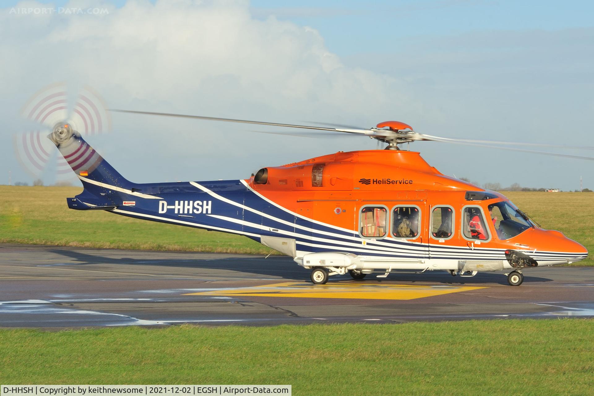 D-HHSH, 2014 AgustaWestland AW-139 C/N 31587, Leaving Norwich for Germany.