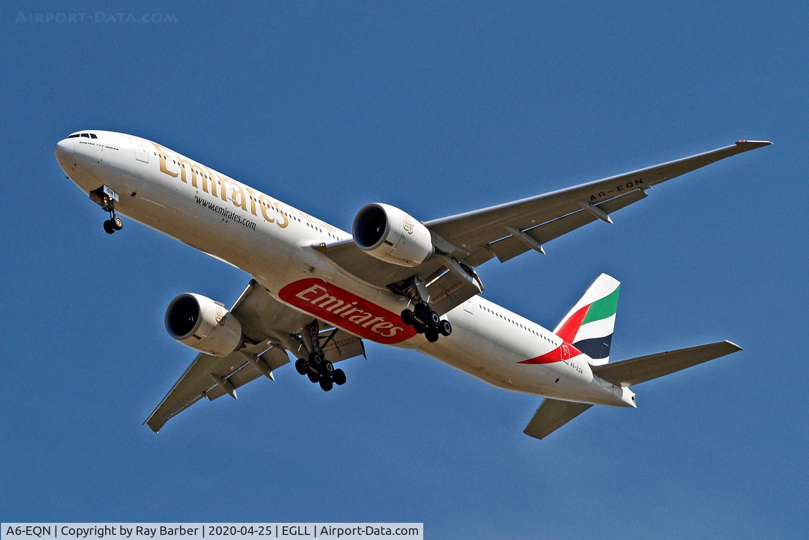 A6-EQN, 2018 Boeing 777-31H/ER C/N 42362, A6-EQN   Boeing 777-300ER [42362] (Emirates Airlines) Home~G 26/04/2020