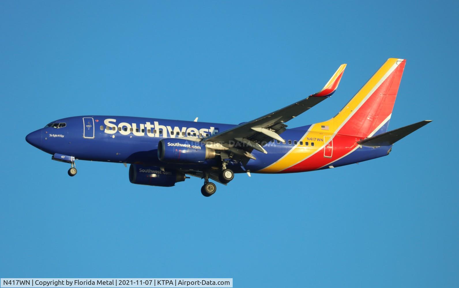 N417WN, 2001 Boeing 737-7H4 C/N 29822, TPA 2021