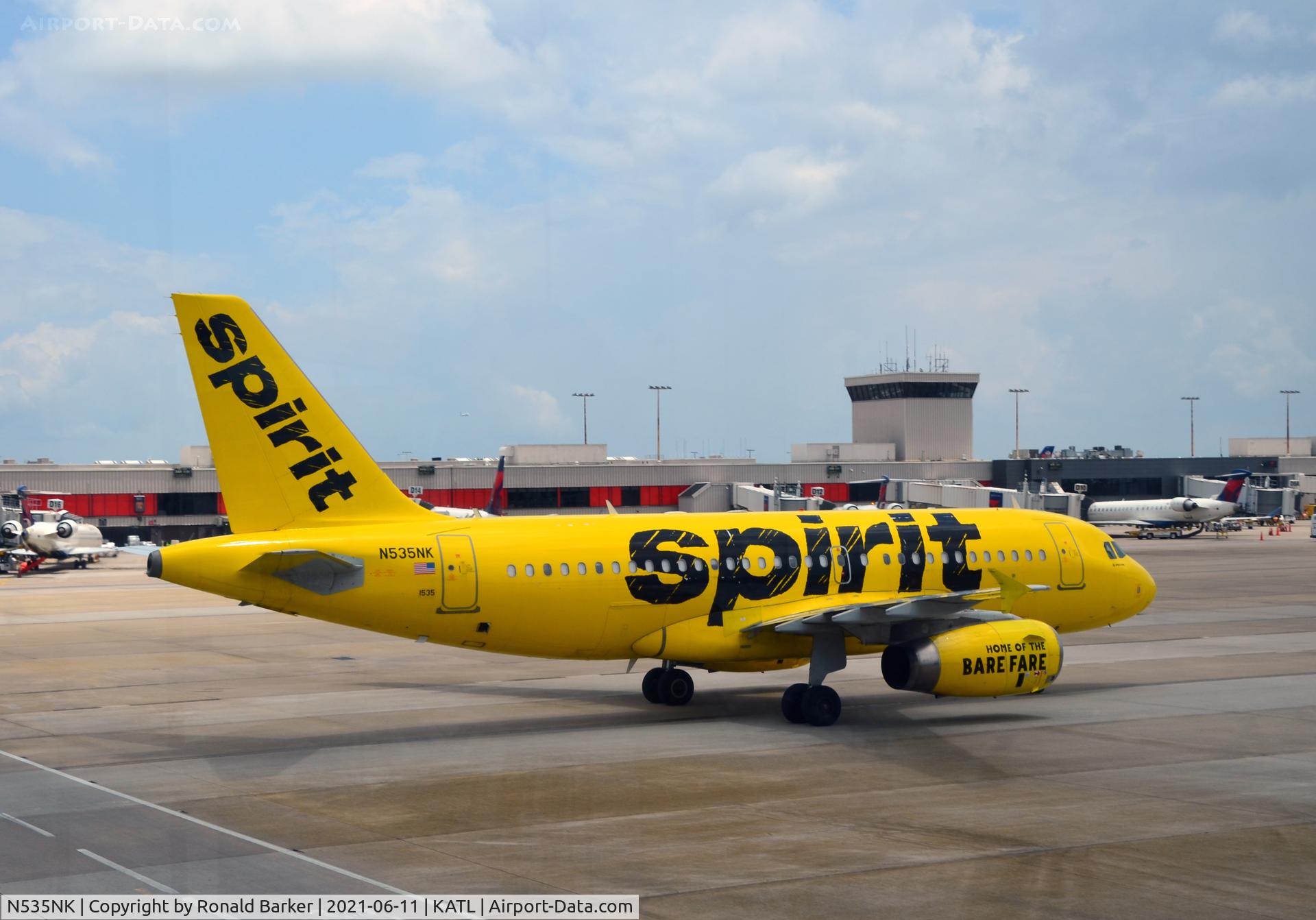 N535NK, 2010 Airbus A319-133LR C/N 4403, Taxi to gate Atlanta