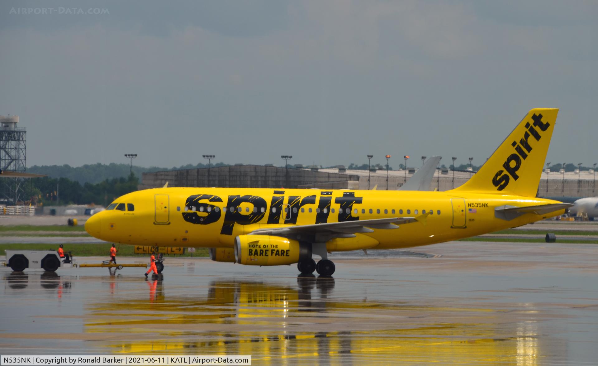 N535NK, 2010 Airbus A319-133LR C/N 4403, Pushback Atlanta
