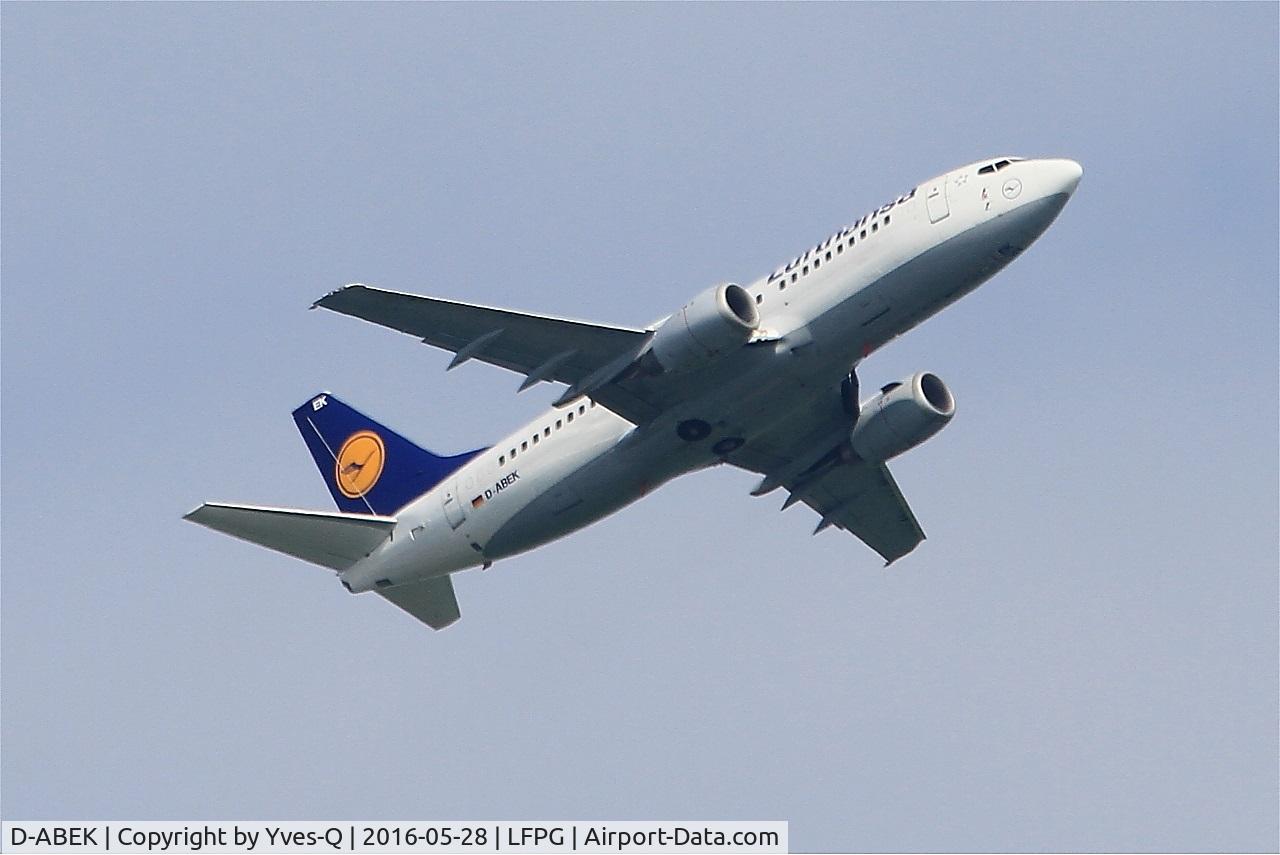 D-ABEK, 1991 Boeing 737-330 C/N 25414, Boeing 737-330, Climbing from rwy 06R, Roissy Charles De Gaulle airport (LFPG-CDG)
