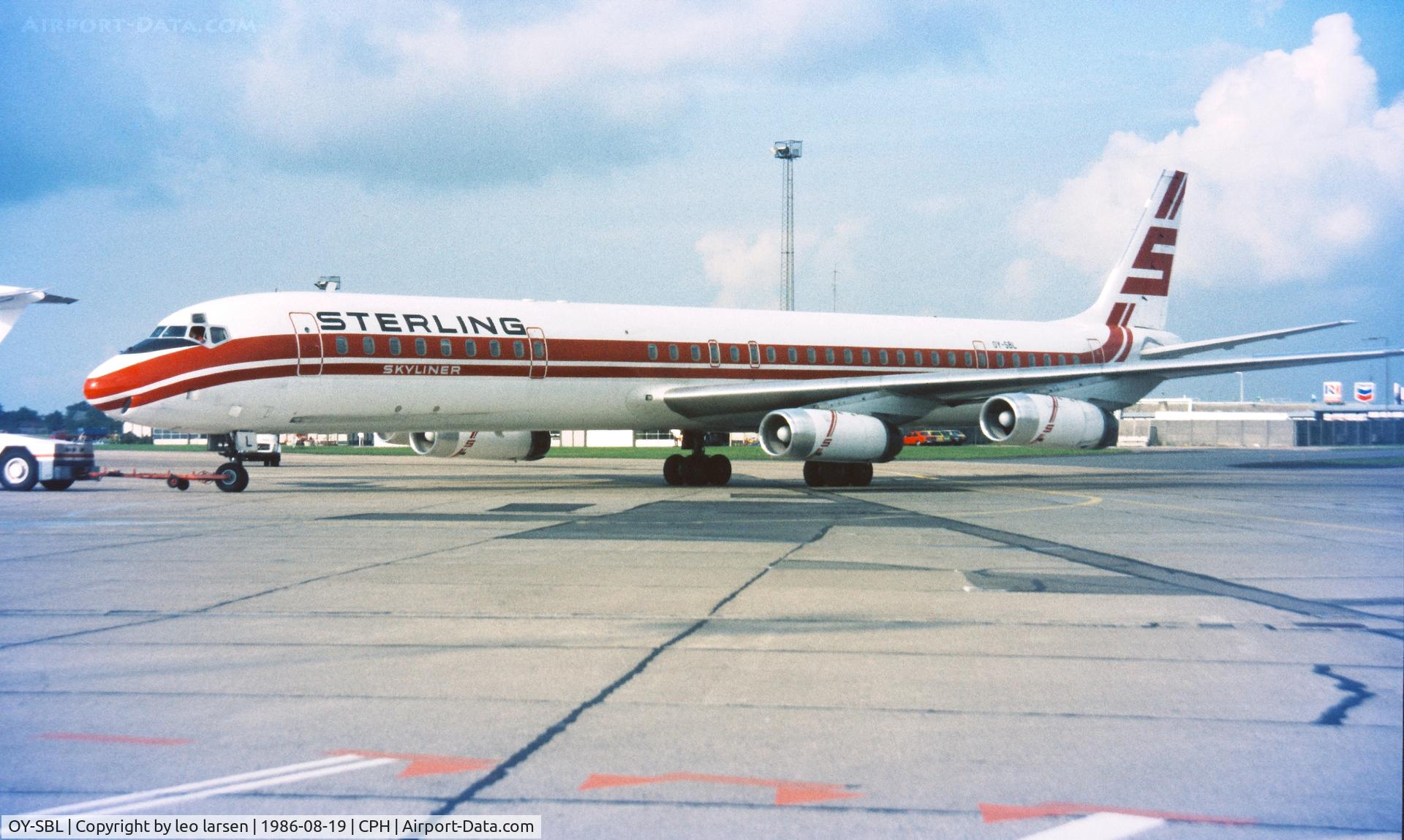 OY-SBL, 1969 Douglas DC-8-63 C/N 46054, Copenhage 19.8.1986
