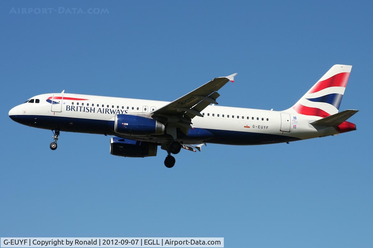 G-EUYF, 2010 Airbus A320-232 C/N 4185, at lhr