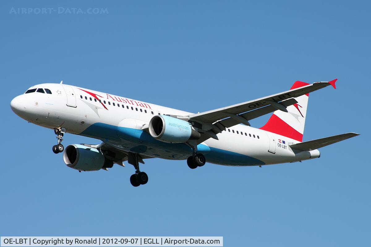 OE-LBT, 2000 Airbus A320-214 C/N 1387, at lhr