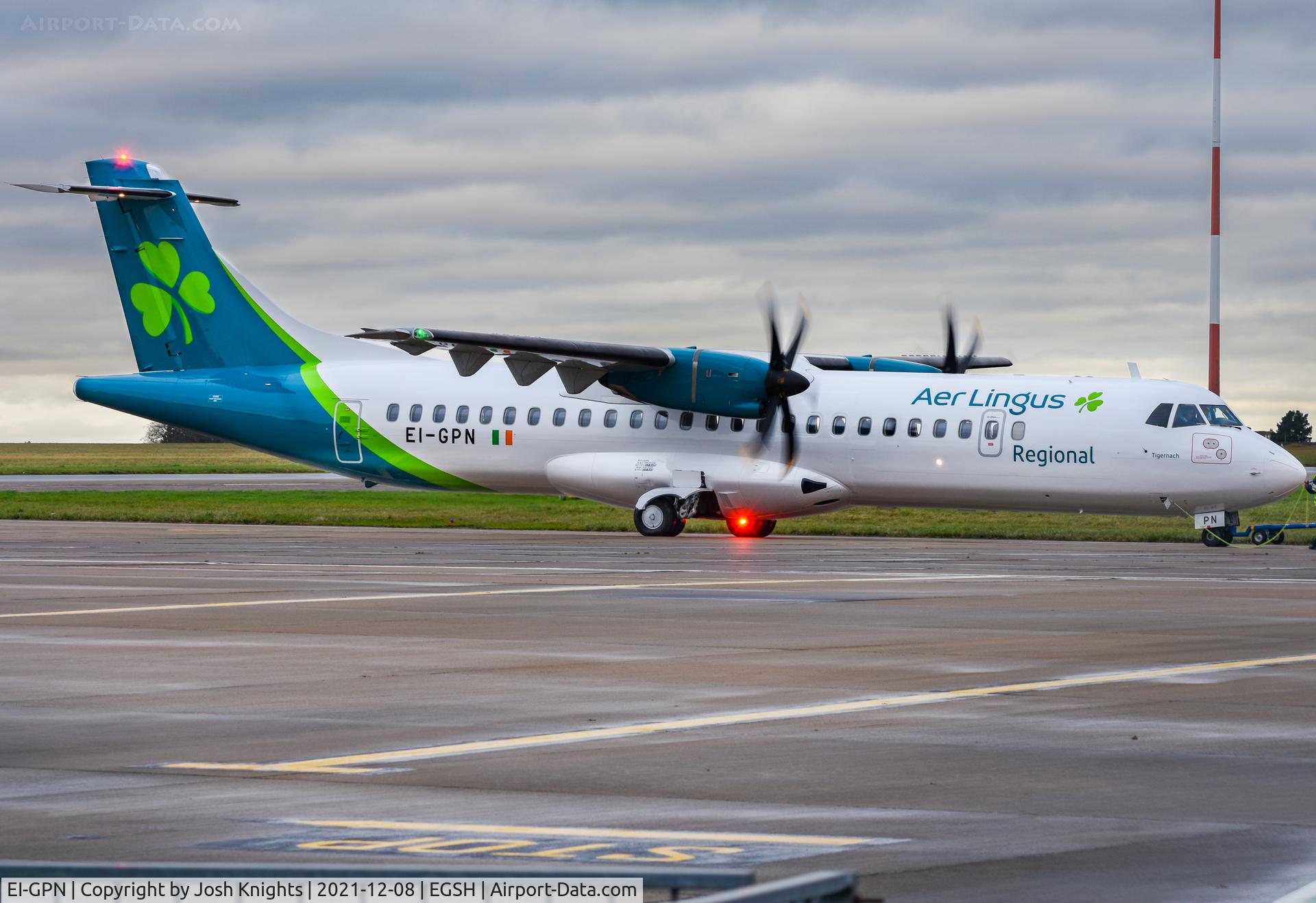 EI-GPN, 2015 ATR 72-212A C/N 1300, Departing After Respray To Aer Lingus Regional Livery. 2nd ATR 72-600 To Wear the New Aer Lingus Livery.