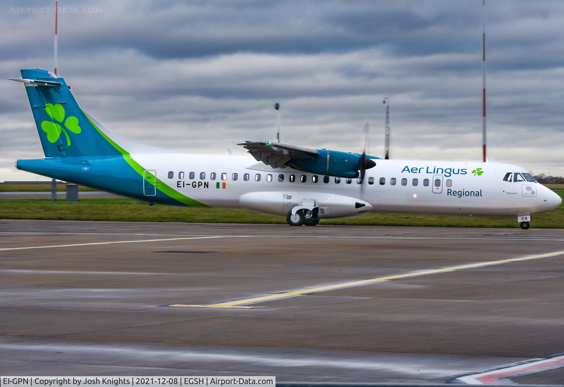 EI-GPN, 2015 ATR 72-212A C/N 1300, Departing After Respray To Aer Lingus Regional Livery. 2nd ATR 72-600 To Wear the New Aer Lingus Livery.