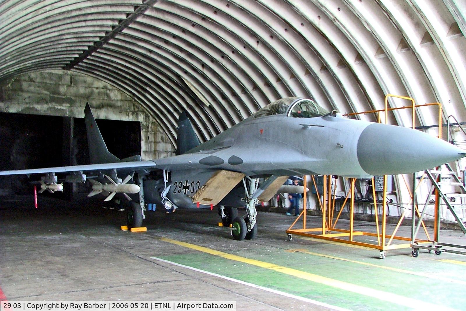 29 03, 1988 Mikoyan-Gurevich MiG-29G C/N 2960525110, 29+03   Mikoyan-Gurevich MiG-29G Fulcrum [2960525110] (Ex German Air Force) Rostock-Laage~D 20/05/2006
