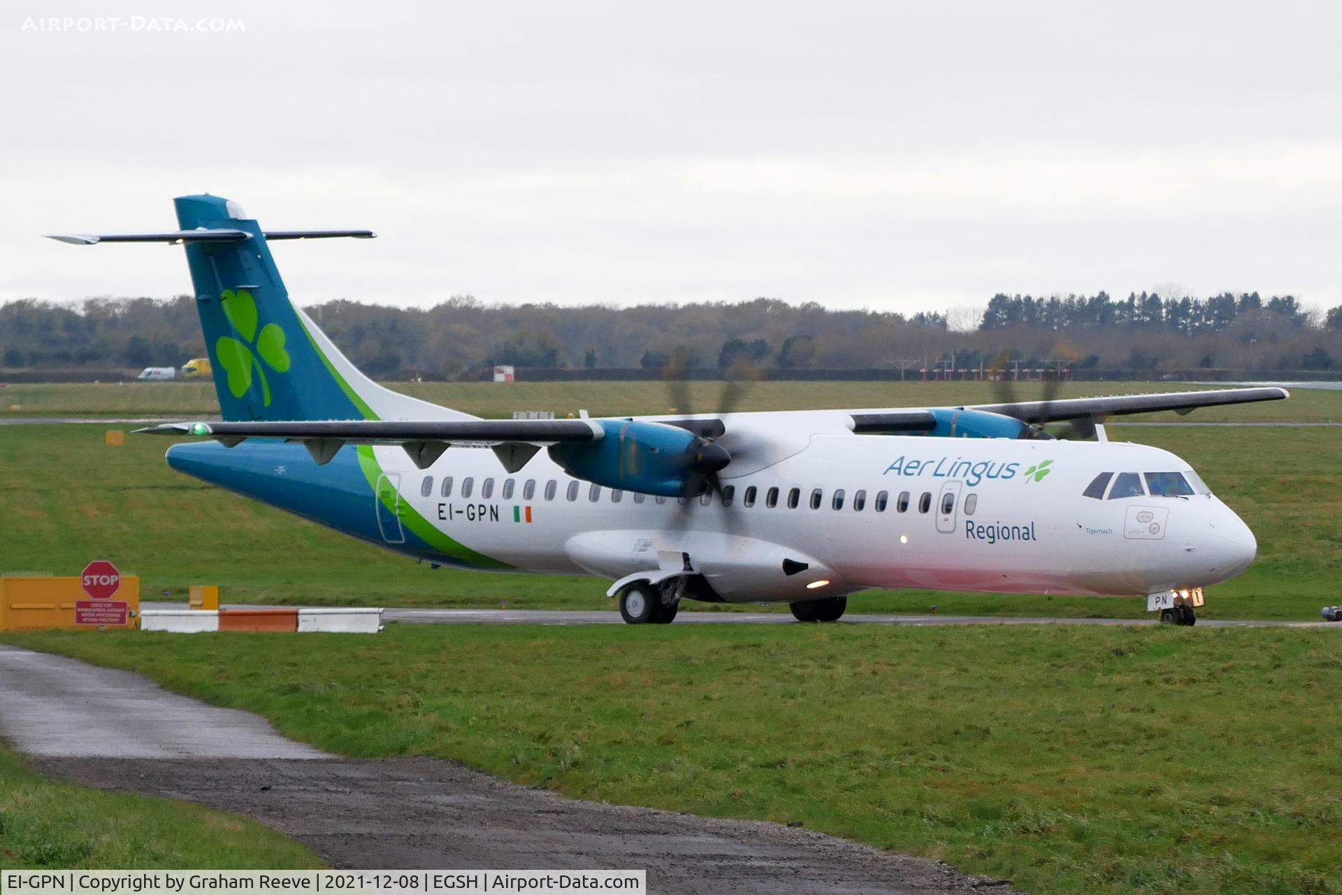 EI-GPN, 2015 ATR 72-212A C/N 1300, Departing from Norwich.