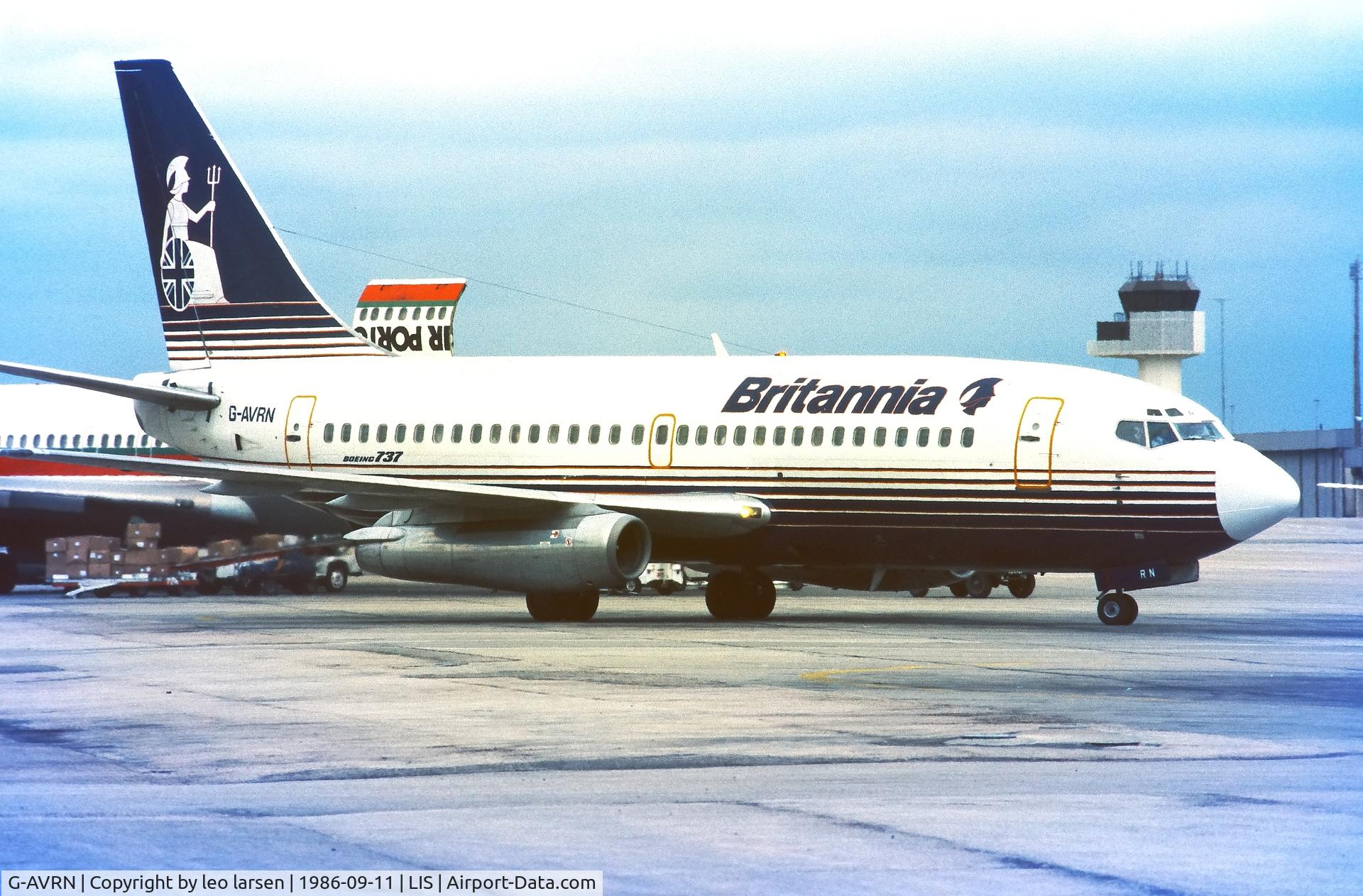 G-AVRN, 1969 Boeing 737-204 C/N 19711, Lisboa 11.9.1986