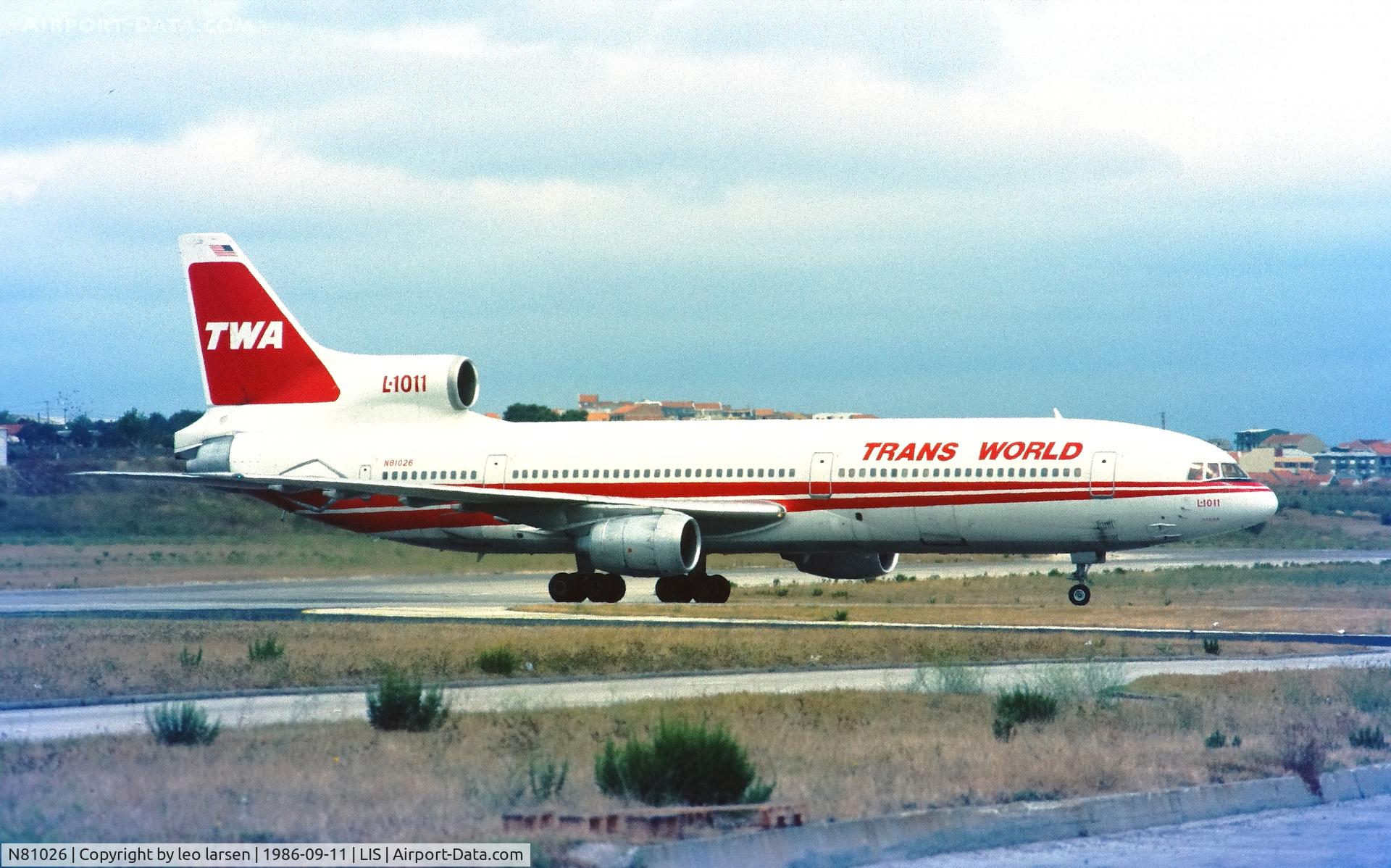 N81026, 1975 Lockheed L-1011-385-1-15 TriStar 100 C/N 193B-1104, Lisboa 11.9.1986