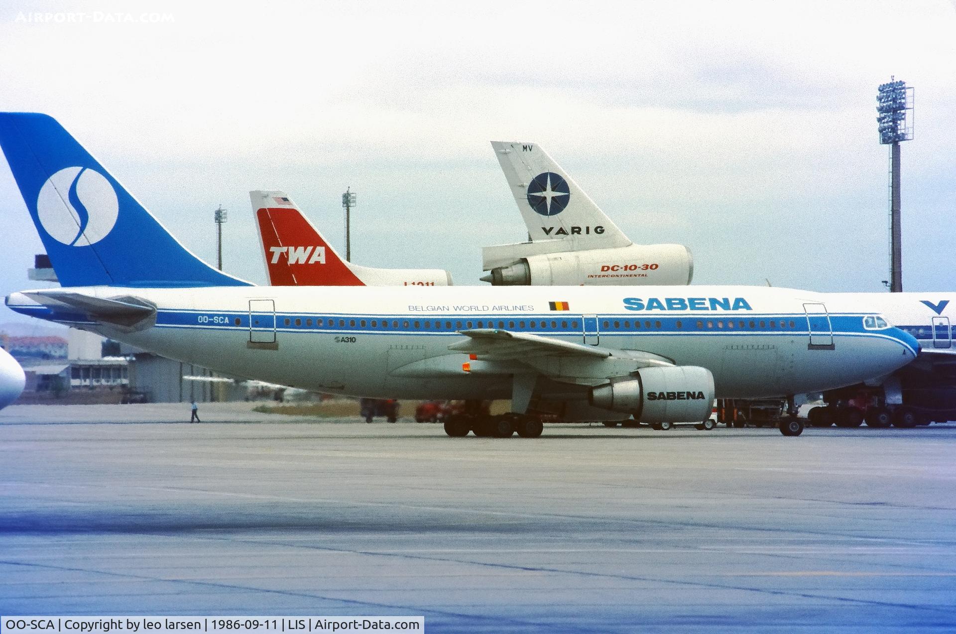 OO-SCA, 1984 Airbus A310-222 C/N 303, Lisboa 11.9.1986