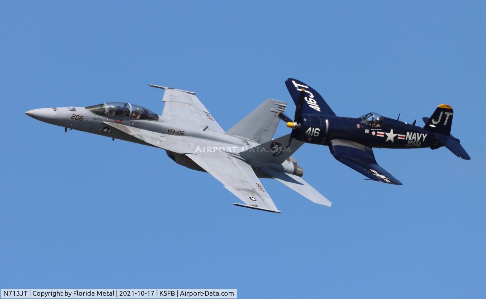 N713JT, 1945 Vought F4U-4B Corsair C/N 97143, Sanford Air Show 2021