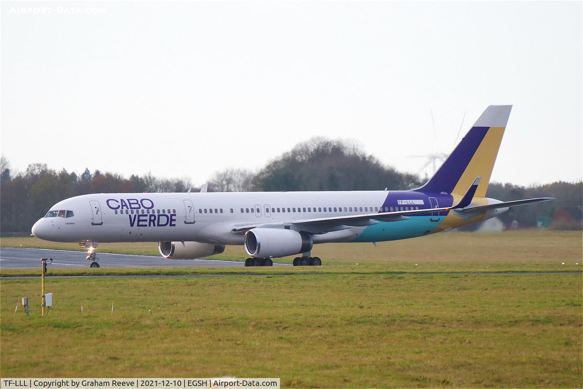 TF-LLL, 2000 Boeing 757-256 C/N 29307, Just landed at Norwich.