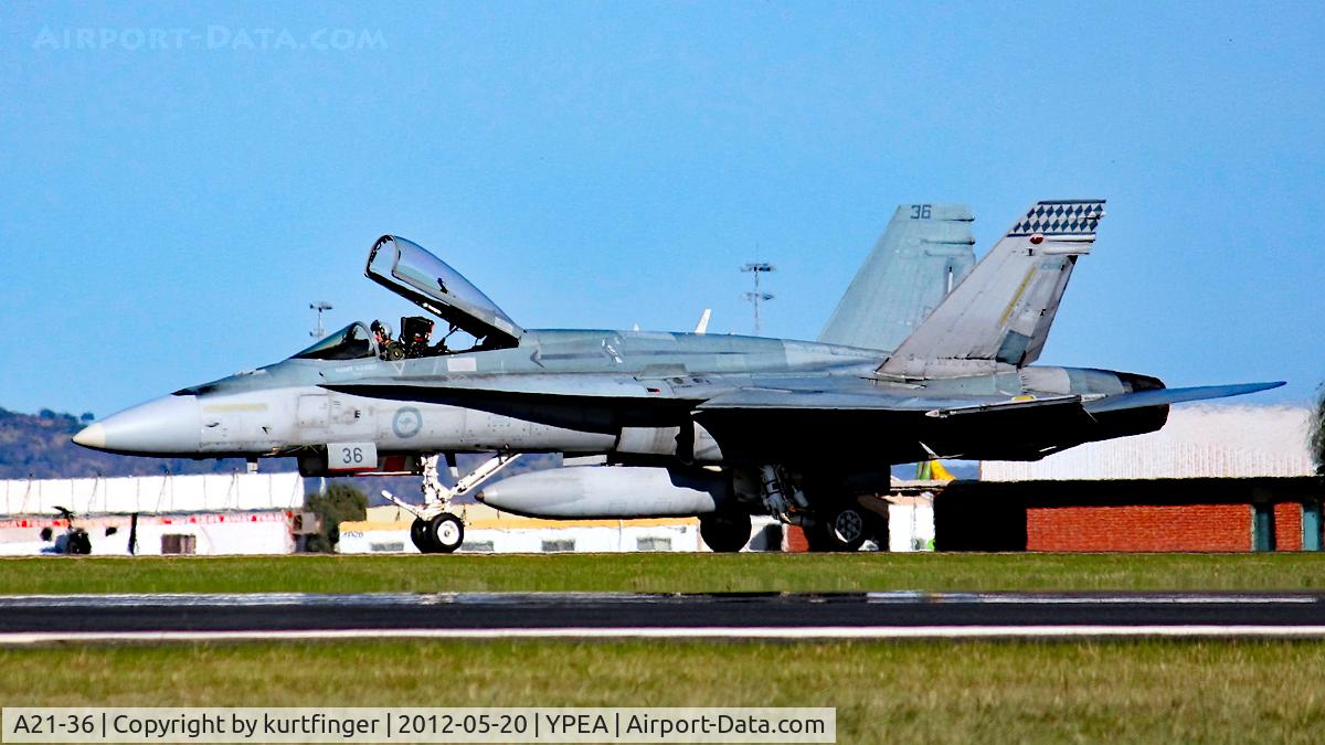 A21-36, 1988 McDonnell Douglas F/A-18A Hornet C/N 0595/AF036, Mc Donnell Douglass FA-18A. RAAF serial number A21-36, unit 75 sqn 20 May 2012.