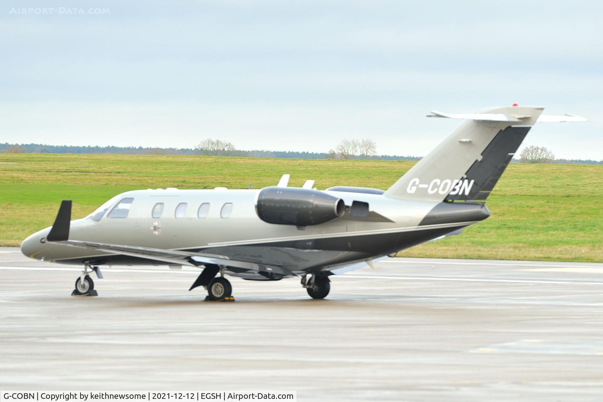 G-COBN, 2001 Cessna 525 CitationJet CJ1 C/N 525-0429, Parked at Norwich.