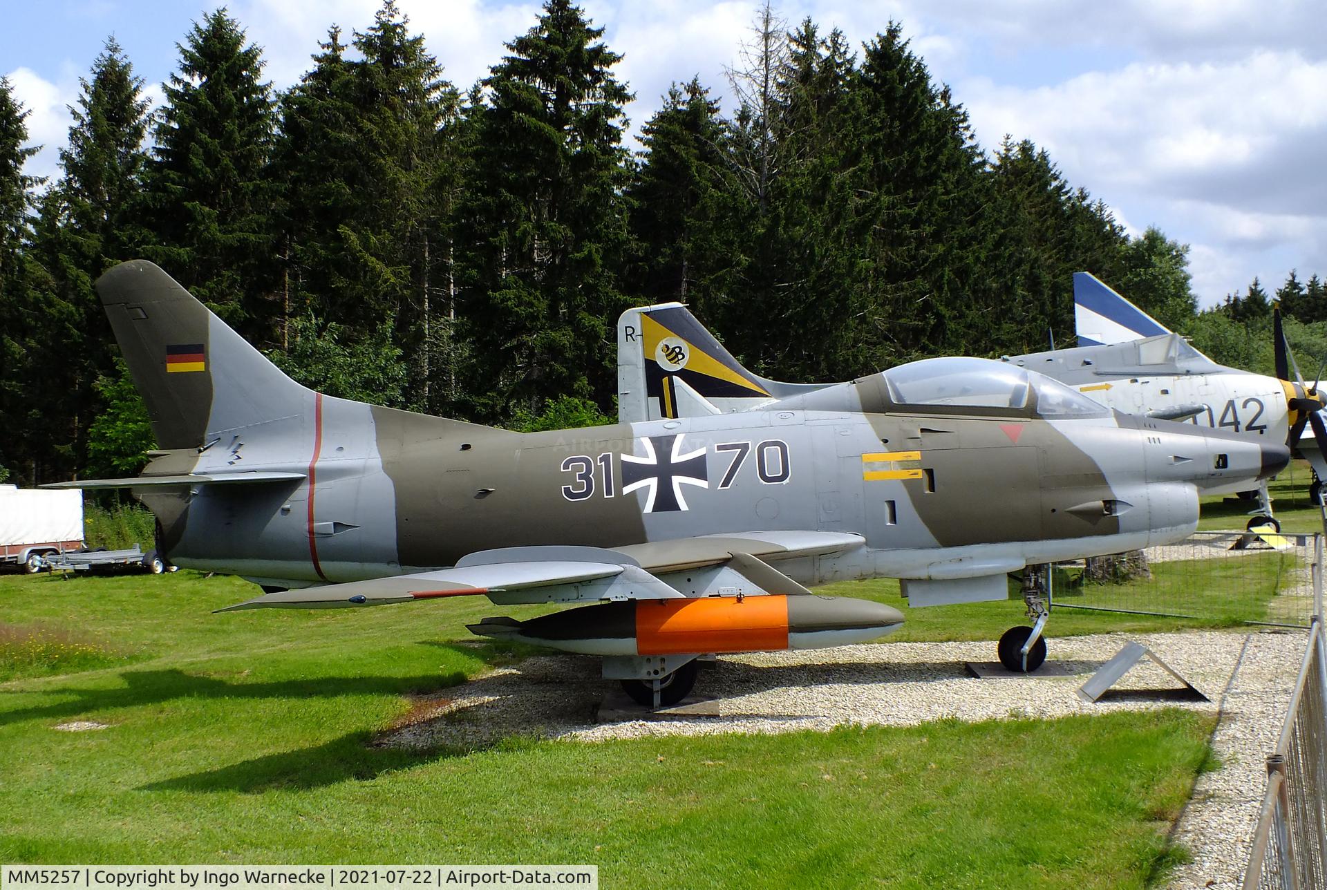 MM5257, Fiat G-91R/3 C/N 438, FIAT G.91R/3, now displayed in Luftwaffe colours at the Flugausstellung P. Junior, Hermeskeil