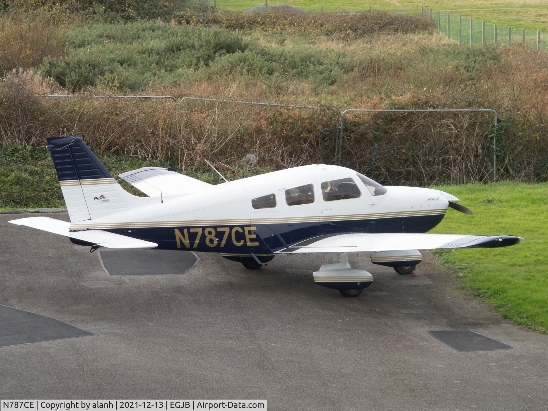 N787CE, Piper PA-28-181 C/N 28-43336, Parked at Guernsey Aero Club