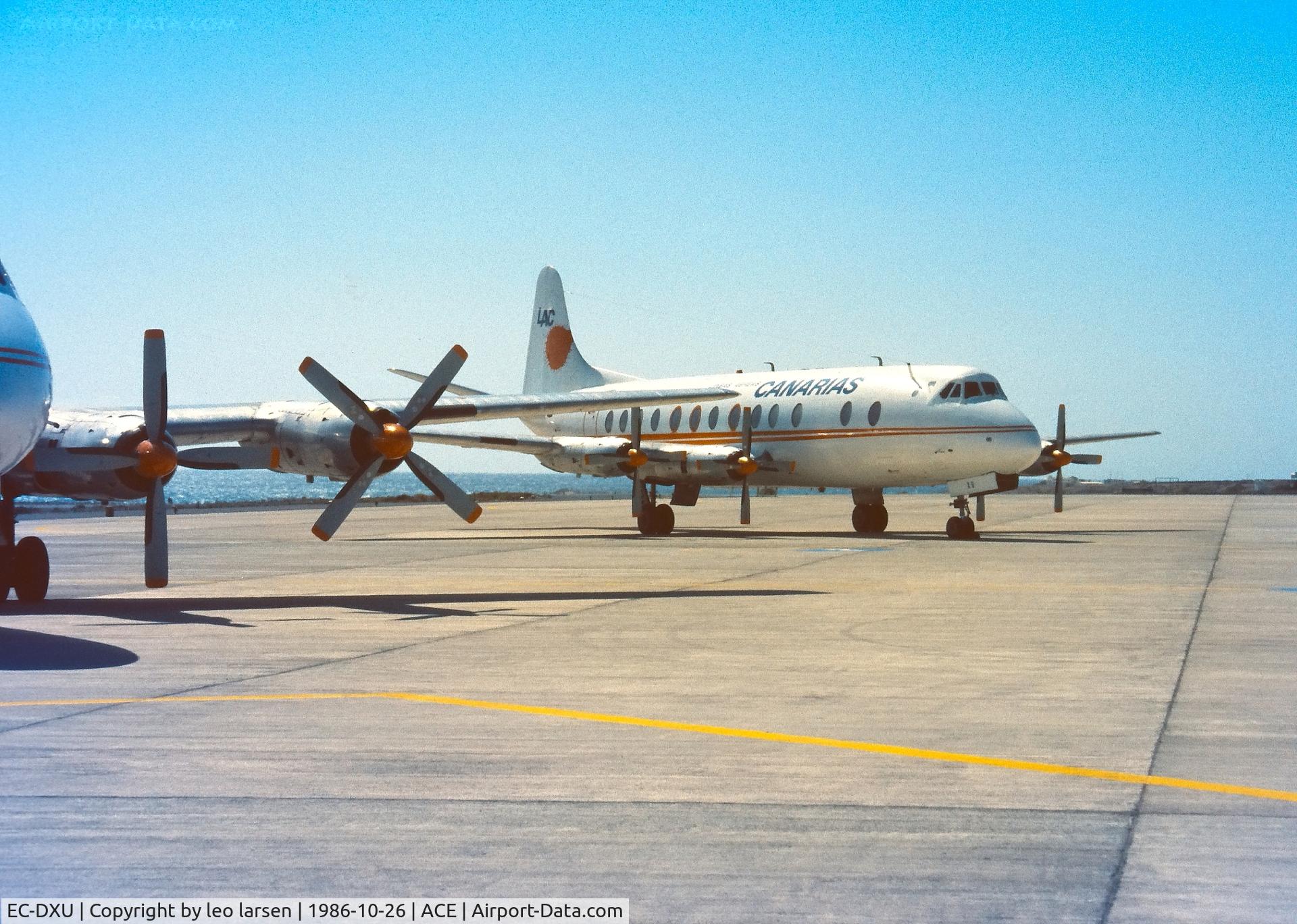 EC-DXU, 1958 Vickers Viscount 806 C/N 264, Arrecife 26.10.1986
