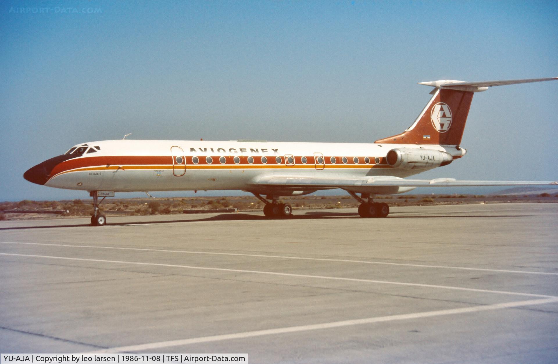 YU-AJA, 1971 Tupolev Tu-134A C/N 1351206, Tenerife South 8.11.1986