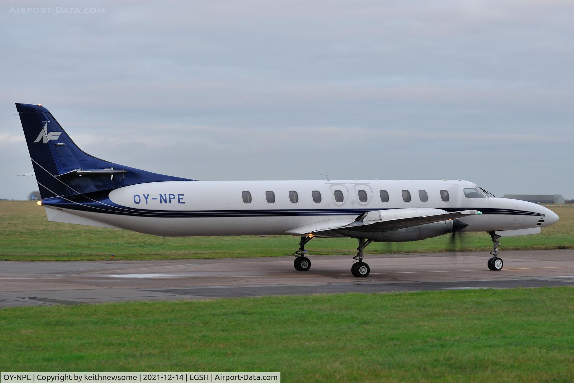 OY-NPE, 1994 Fairchild SA-227DC Metro 23 C/N DC-867B, Leaving Norwich.