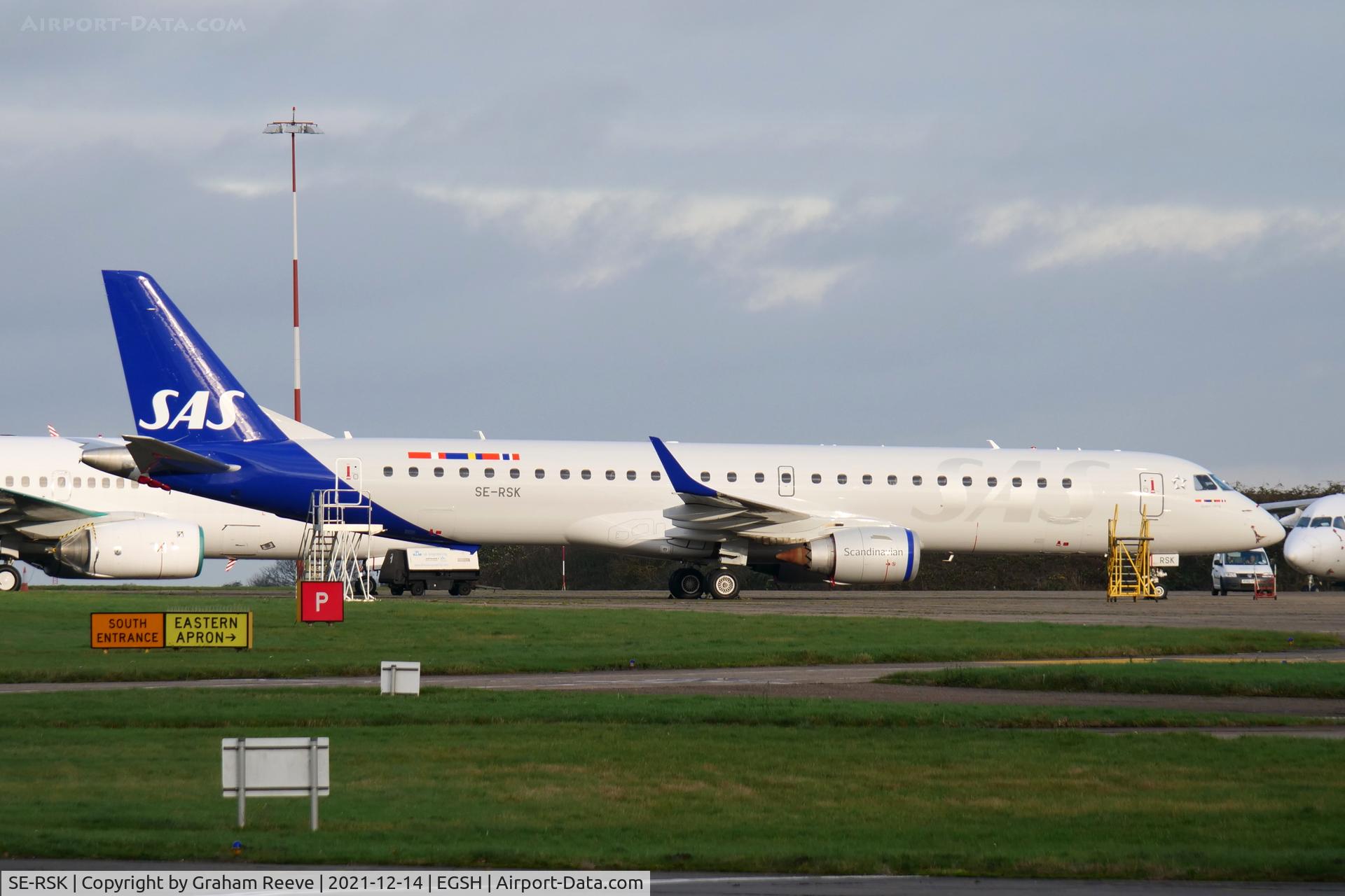 SE-RSK, 2007 Embraer 195LR (ERJ-190-200LR) C/N 19000120, Parked at Norwich.