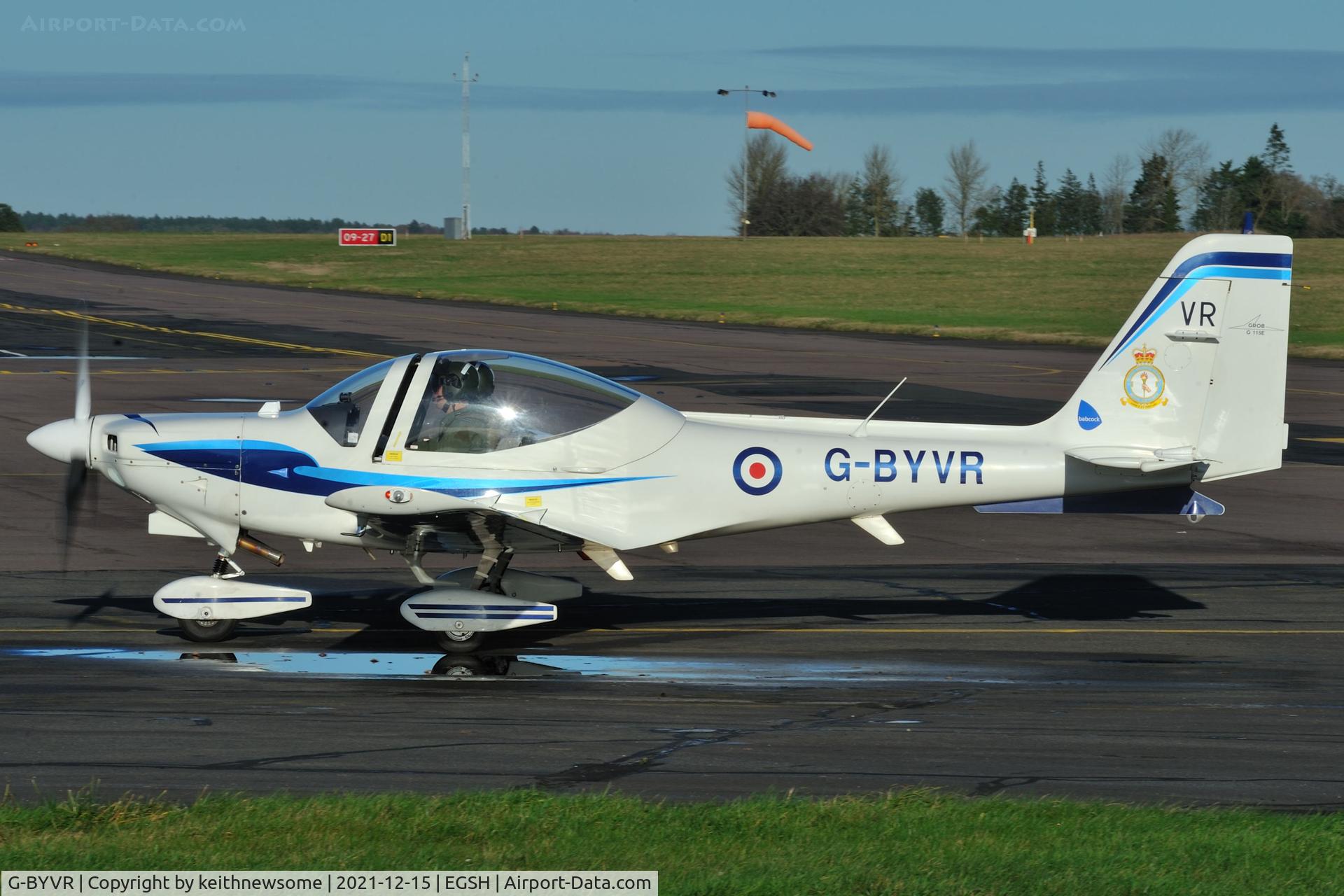 G-BYVR, 2000 Grob G-115E Tutor T1 C/N 82127/E, Arriving at Norwich from Wittering.