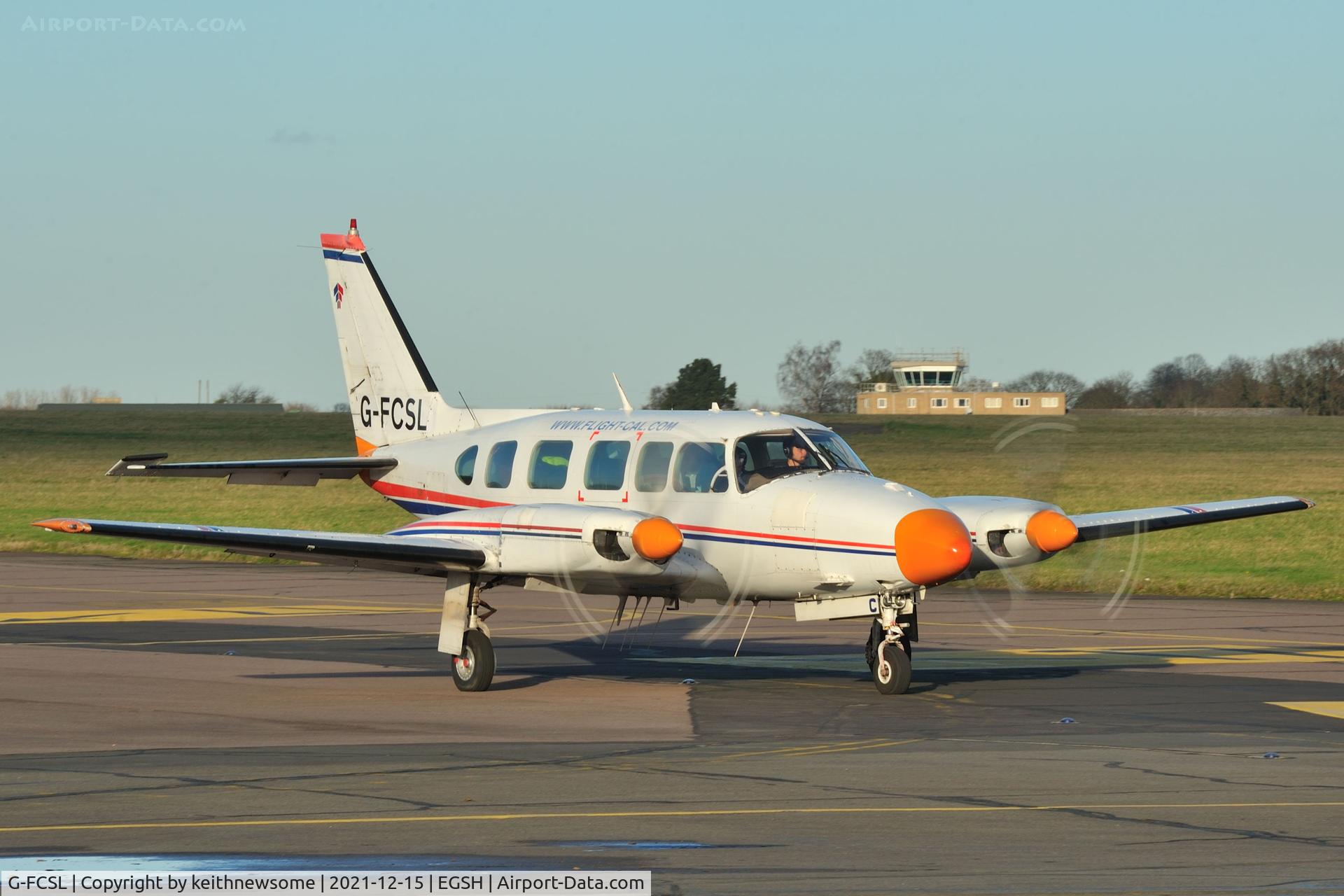 G-FCSL, 1972 Piper PA-31-350 Chieftain C/N 31-7852052, Leaving Norwich for calibration work.