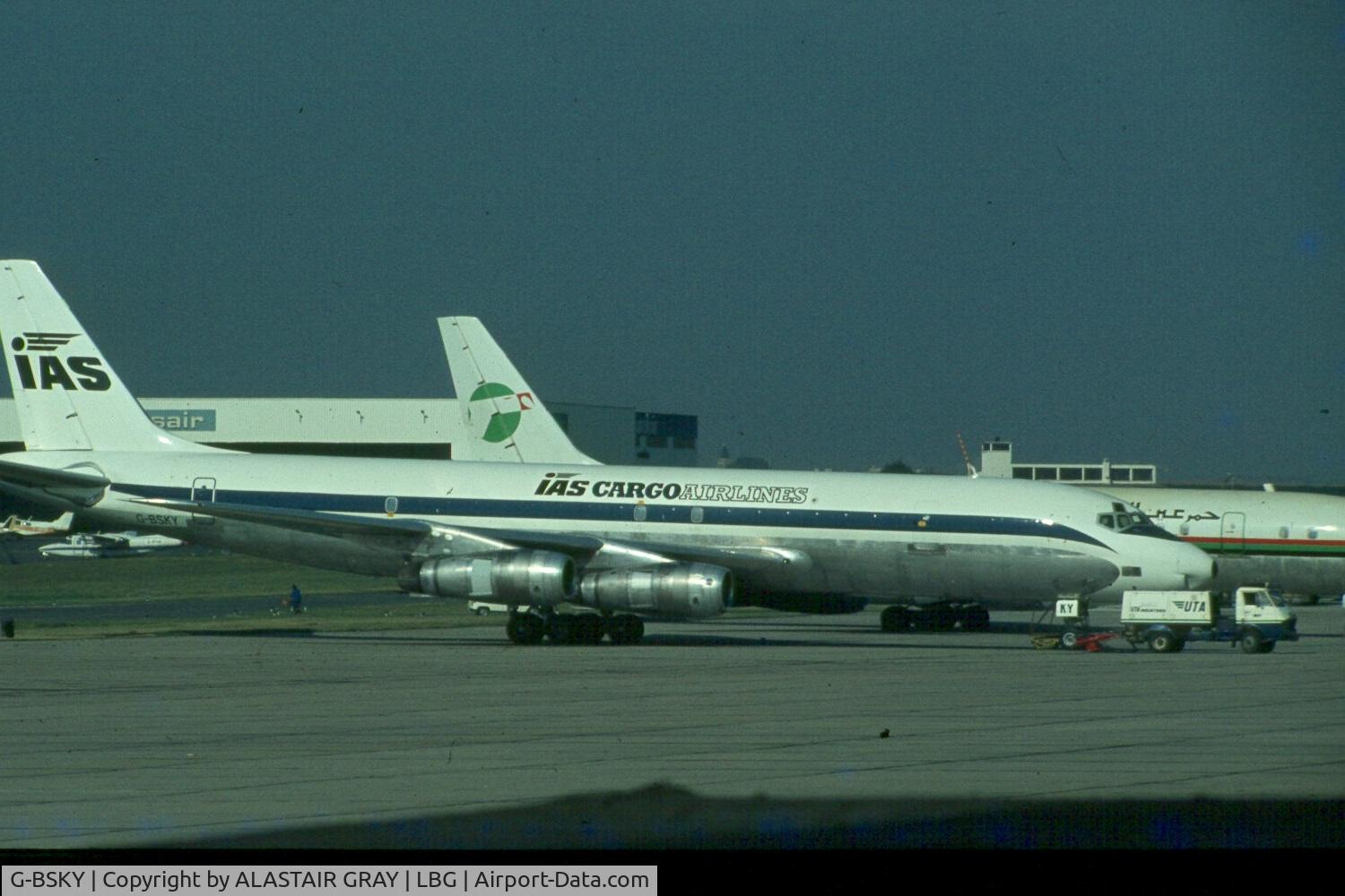 G-BSKY, 1966 Douglas DC-8F-54 C/N 45858, Hamarein Air DC-8-21 A6-SHA is behind this bird.