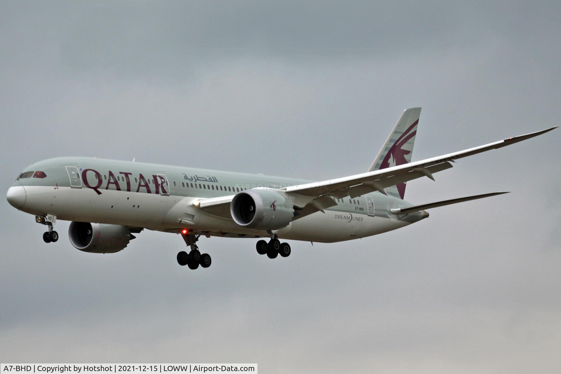 A7-BHD, 2019 Boeing 787-9 Dreamliner Dreamliner C/N 64216, Blinking stretch Dreamliner in a cloudy sky