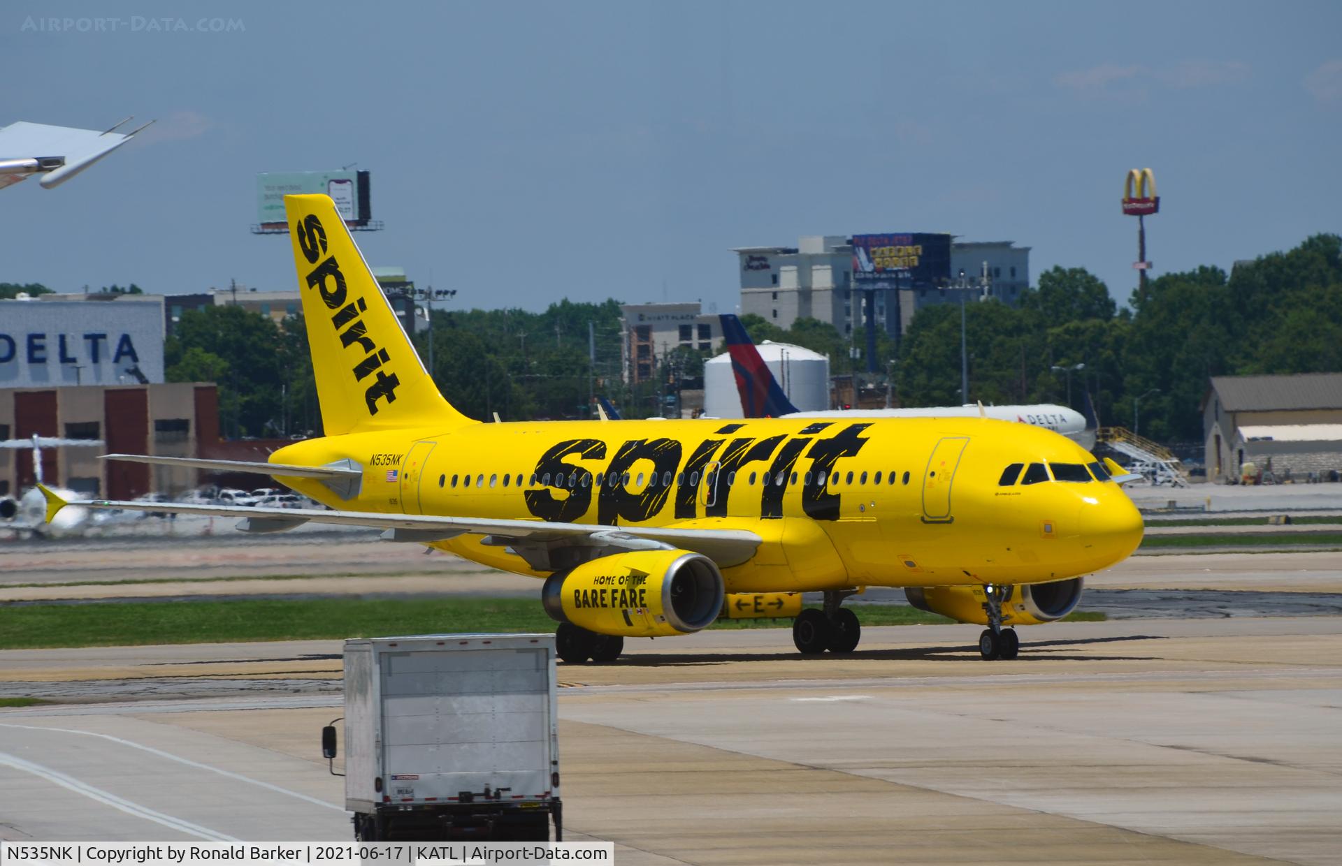 N535NK, 2010 Airbus A319-133LR C/N 4403, Spirit taxi Atlanta