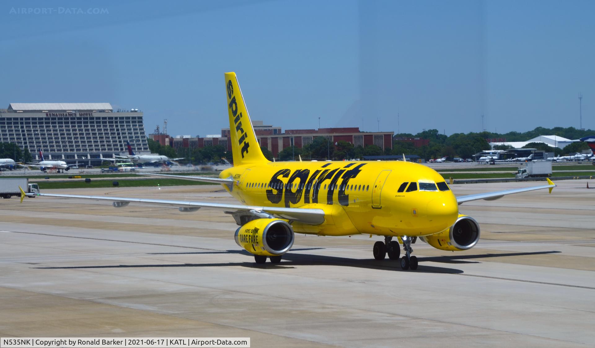 N535NK, 2010 Airbus A319-133LR C/N 4403, Spirit taxi Atlanta