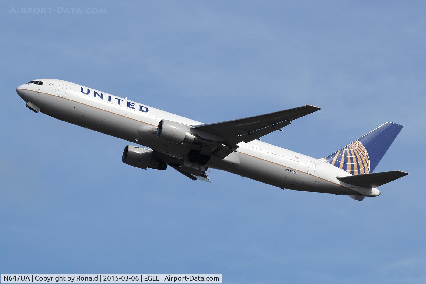 N647UA, 1992 Boeing 767-322 C/N 25284, at lhr