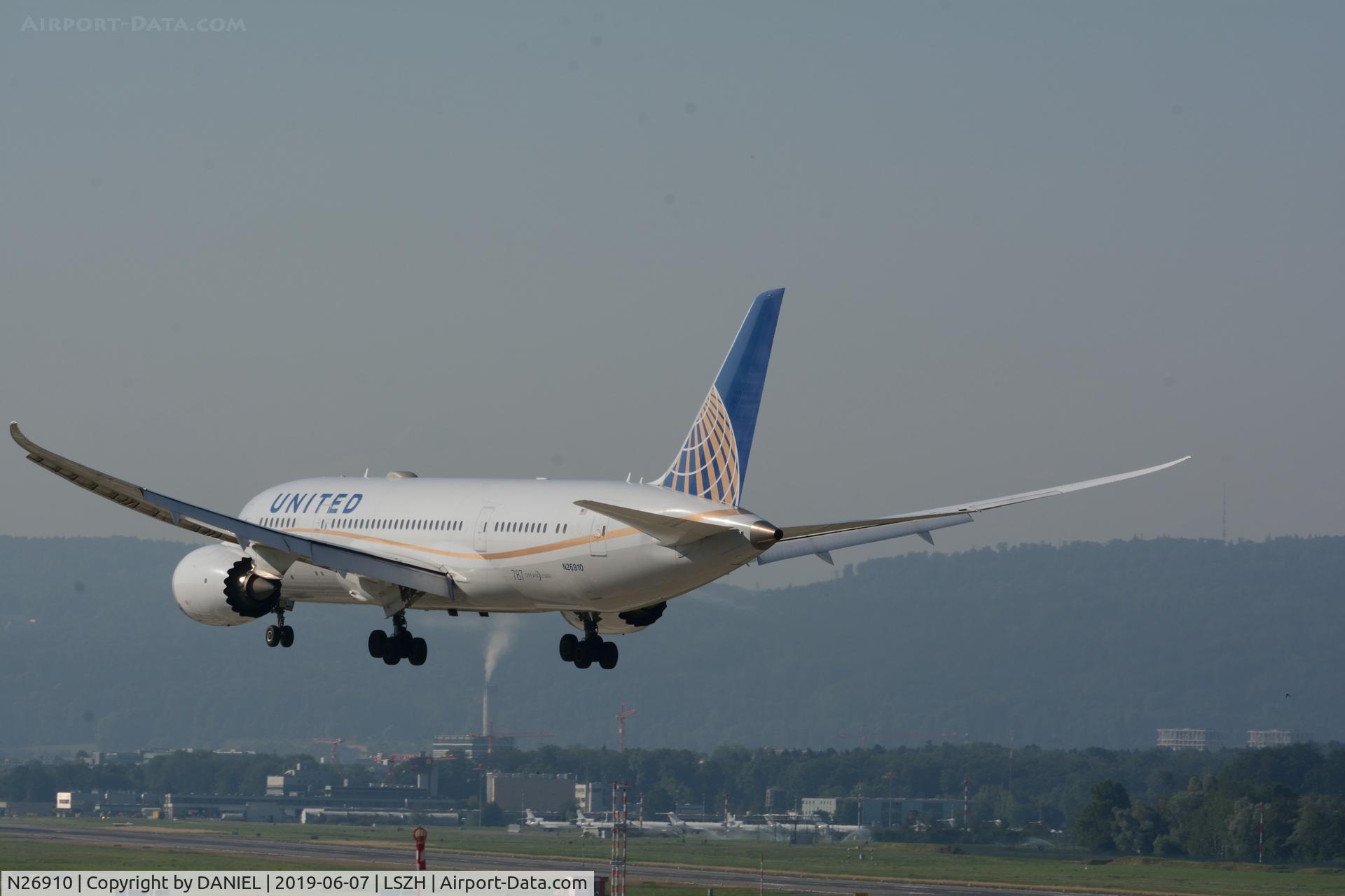 N26910, 2014 Boeing 787-8 Dreamliner C/N 34826, ON FINAL 14 IN ZURICH