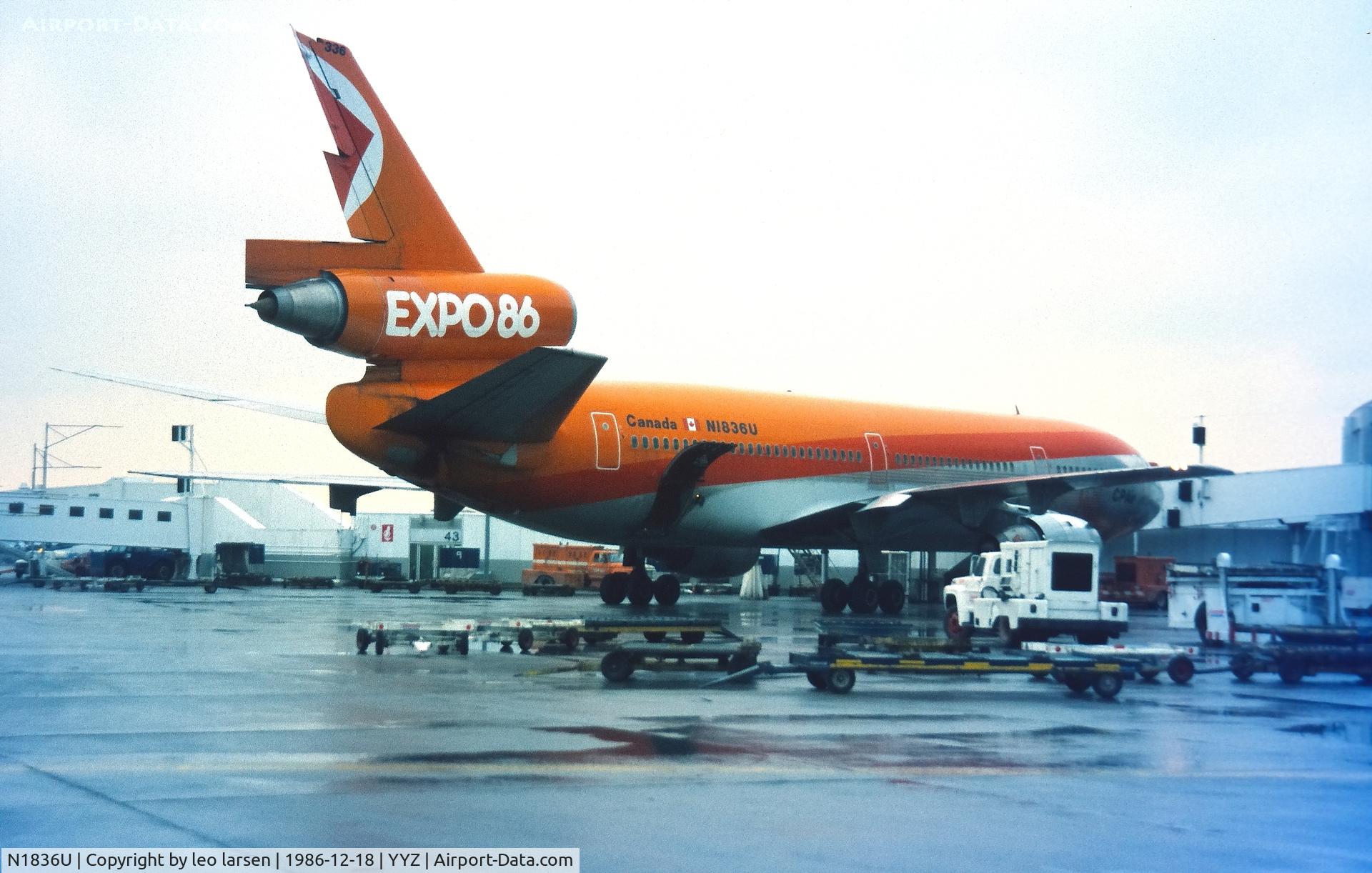 N1836U, 1972 Douglas DC-10-10 C/N 47968, Toronto 18.12.1986