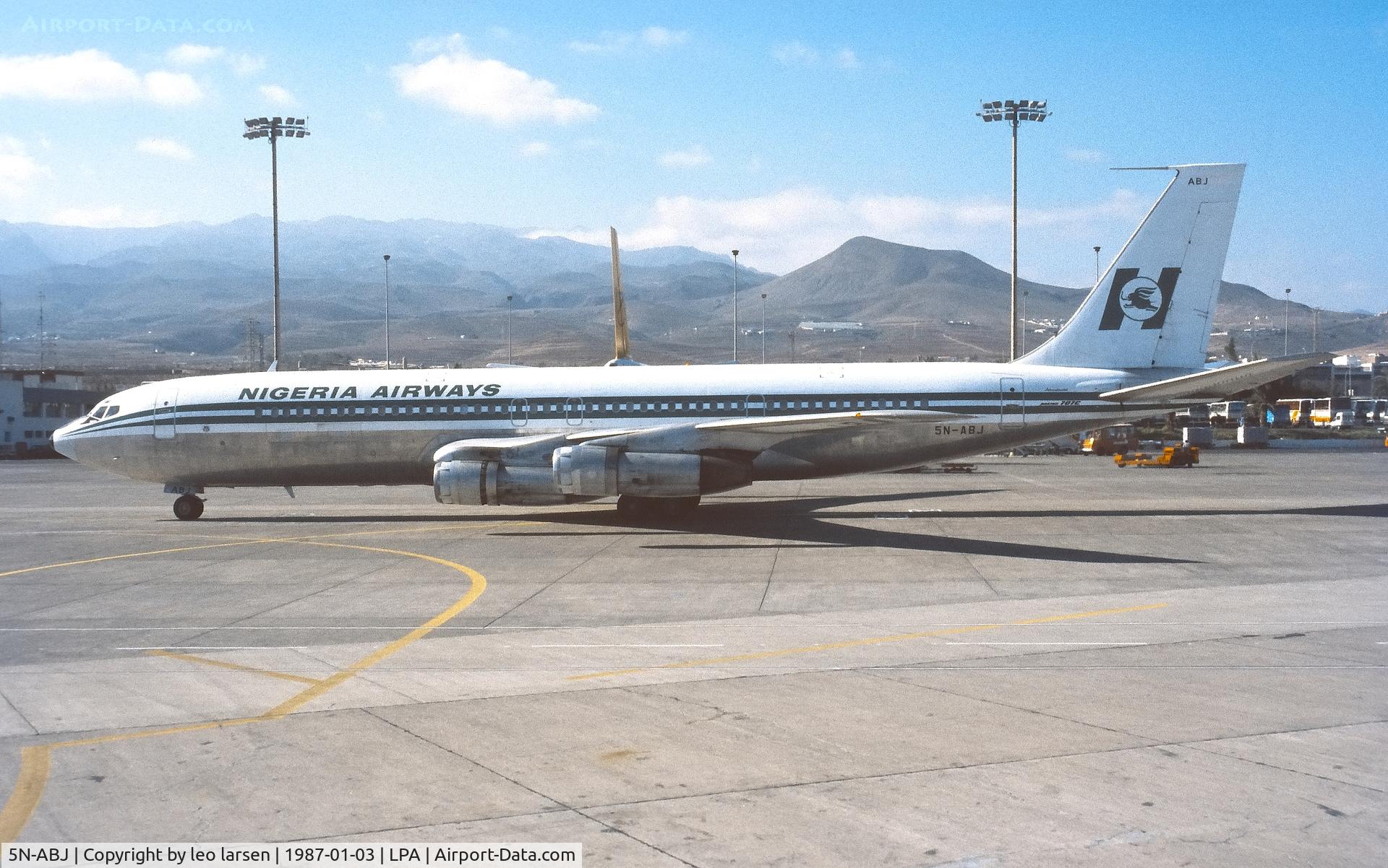 5N-ABJ, 1971 Boeing 707-3F9C C/N 20474, Las Palmas 3.1.1987